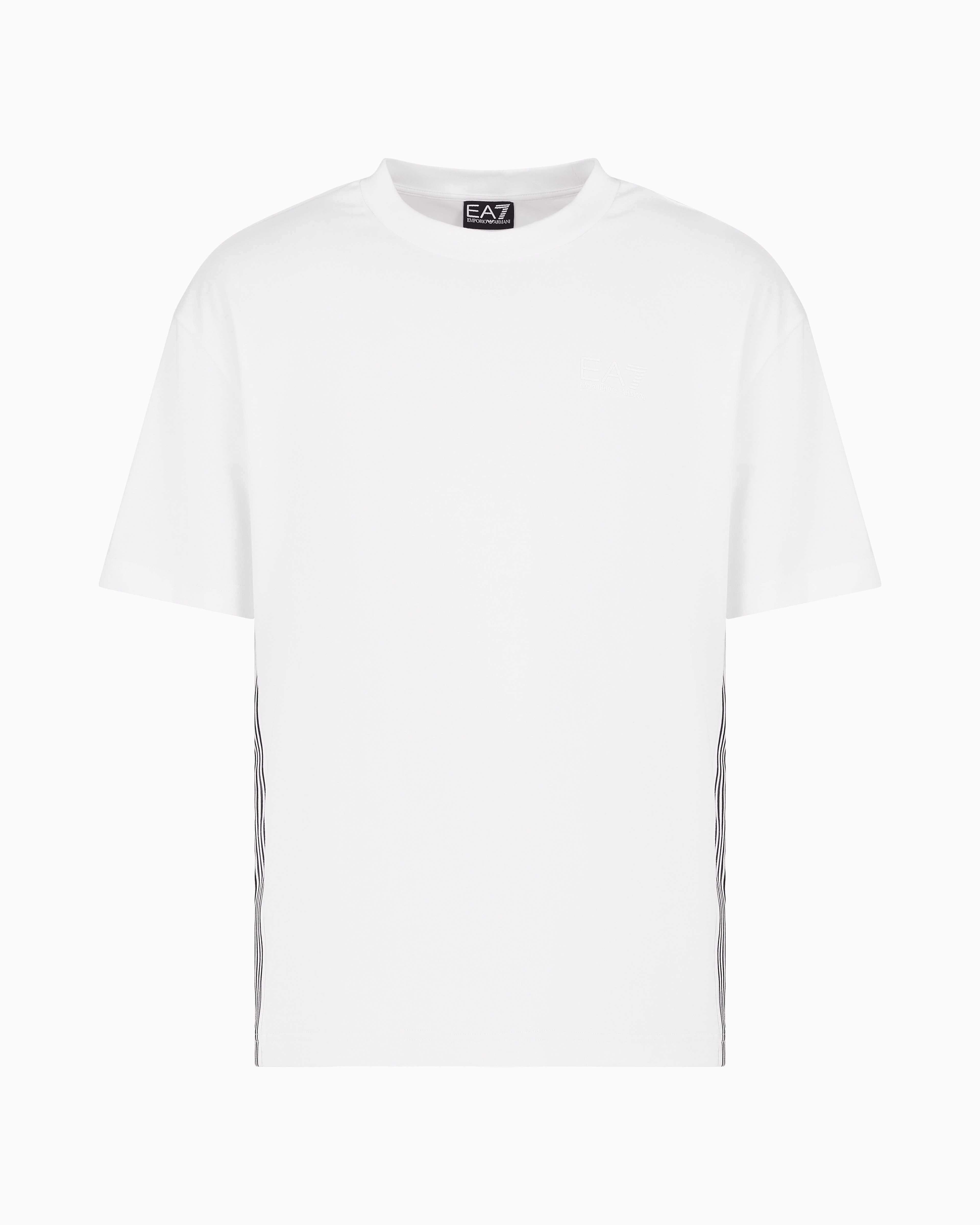 Ea7 Official Store 7 Lines T-shirt Mit Rundhalsausschnitt Aus Baumwolle In Weiss