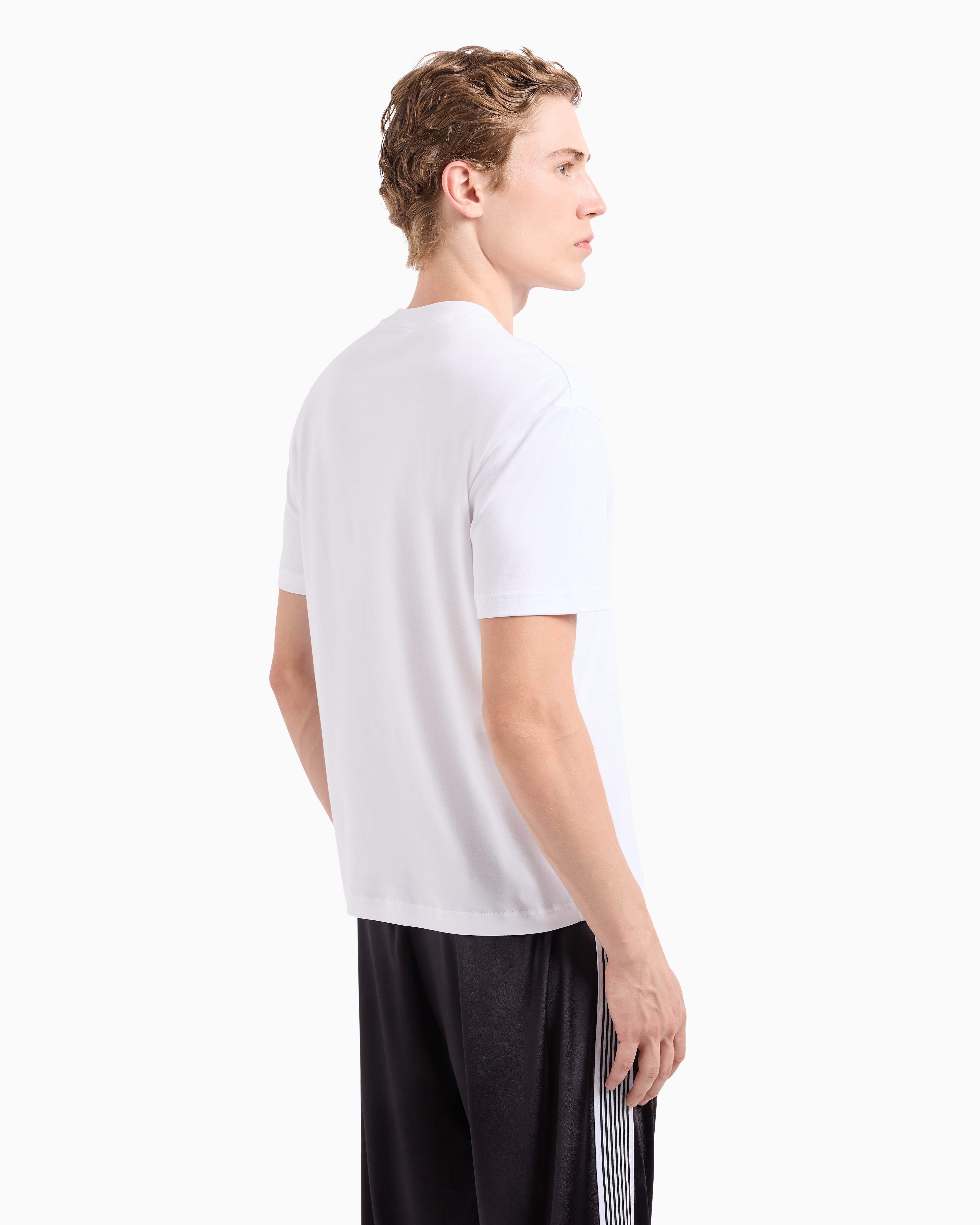 Ea7 Official Store 7 Lines T-shirt Mit Rundhalsausschnitt Aus Baumwolle In Weiss