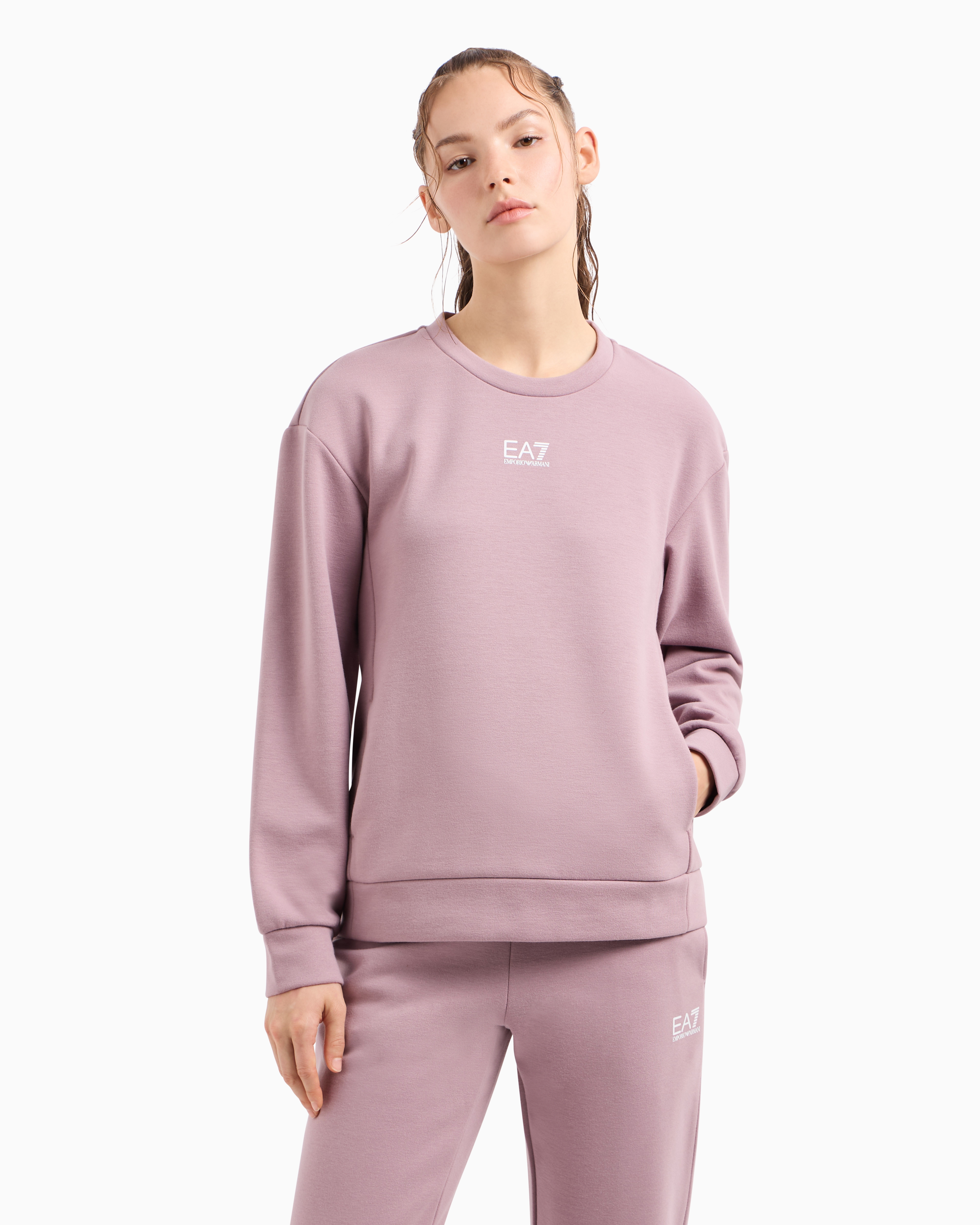 Camiseta EA7 Emporio Armani Logo Series De Algodón Mujer Rosa