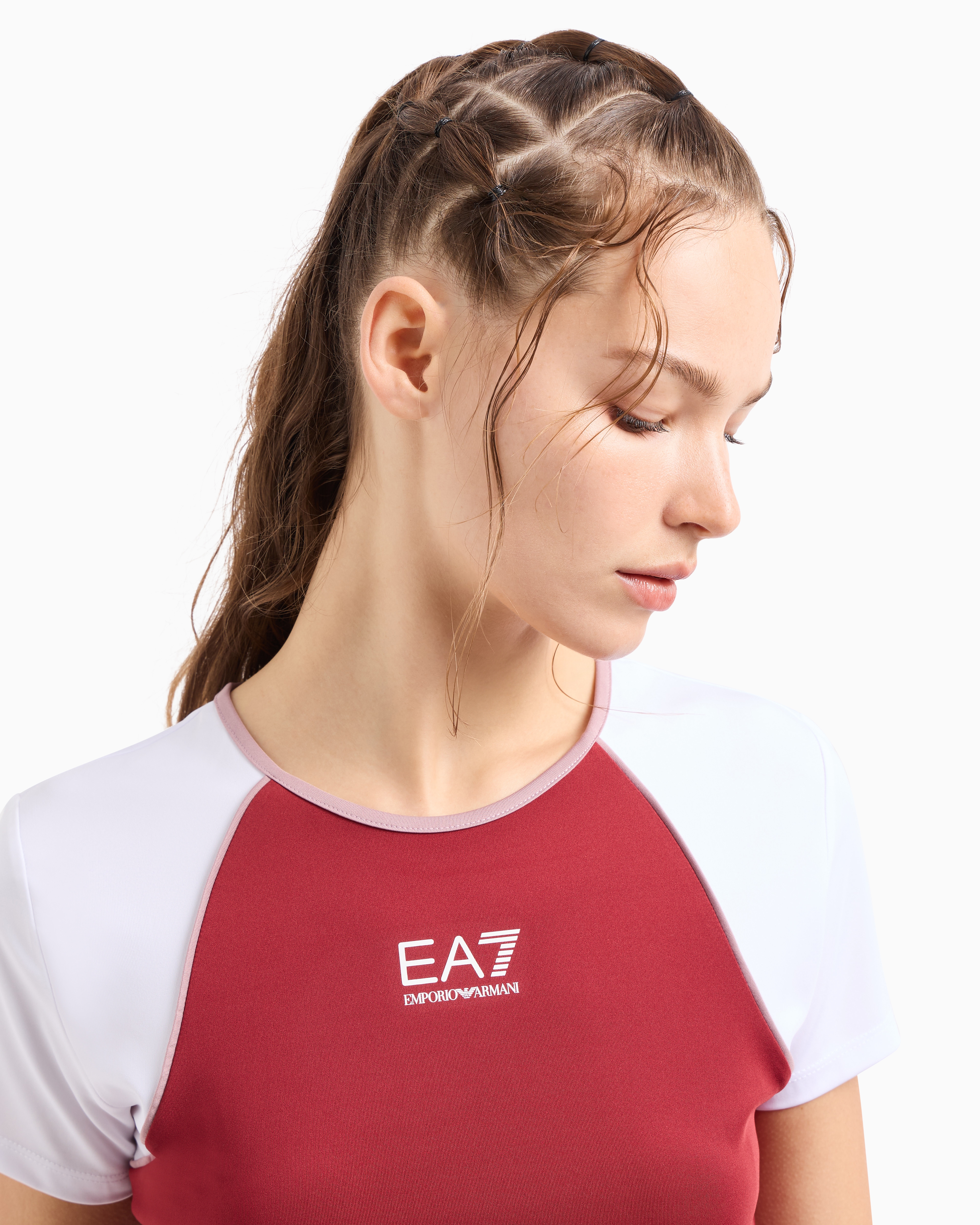 Shop Ea7 Tennis Pro Crew-neck T-shirt In Ventus7 Technical Fabric In Burgundy