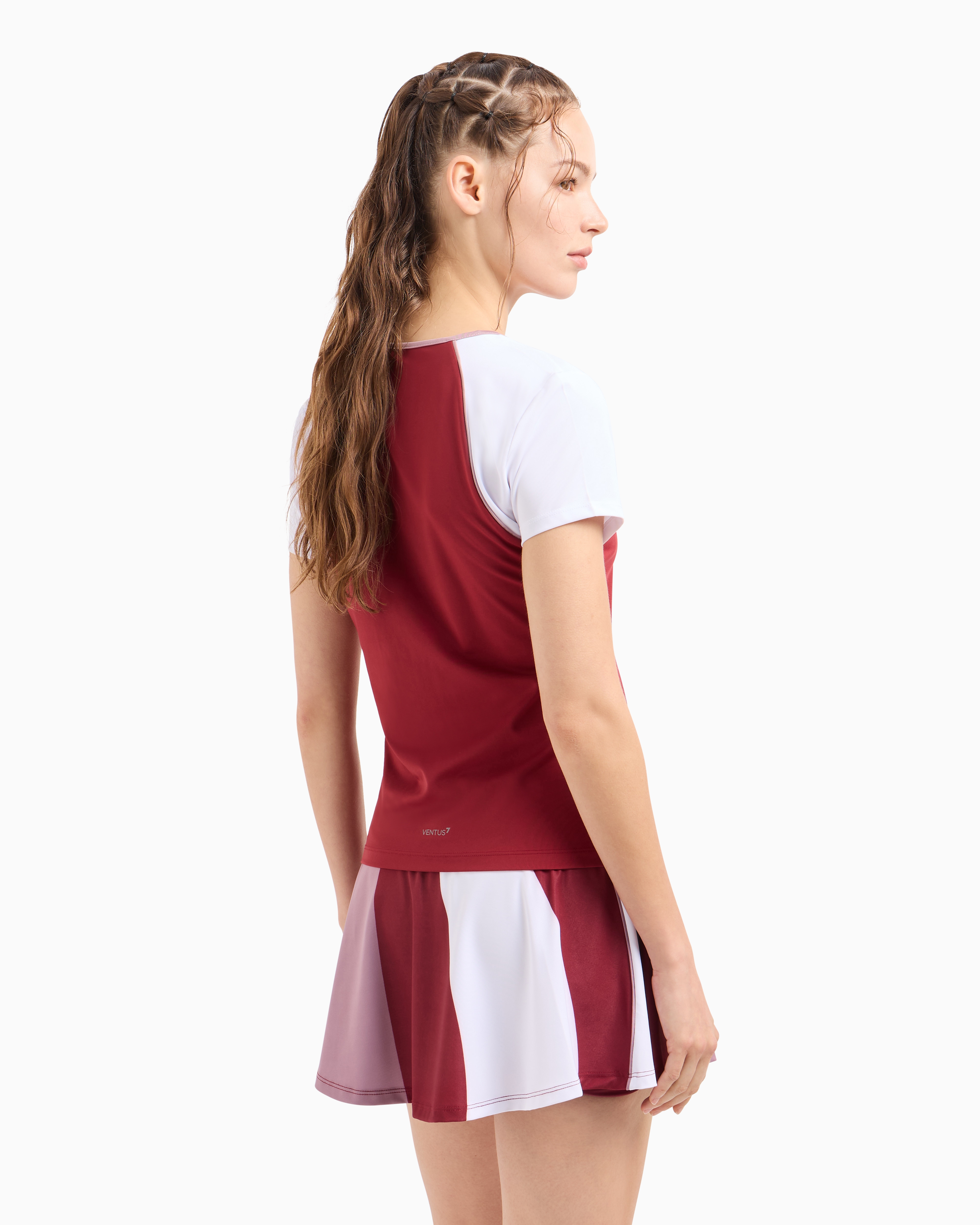 Shop Ea7 Tennis Pro Crew-neck T-shirt In Ventus7 Technical Fabric In Burgundy