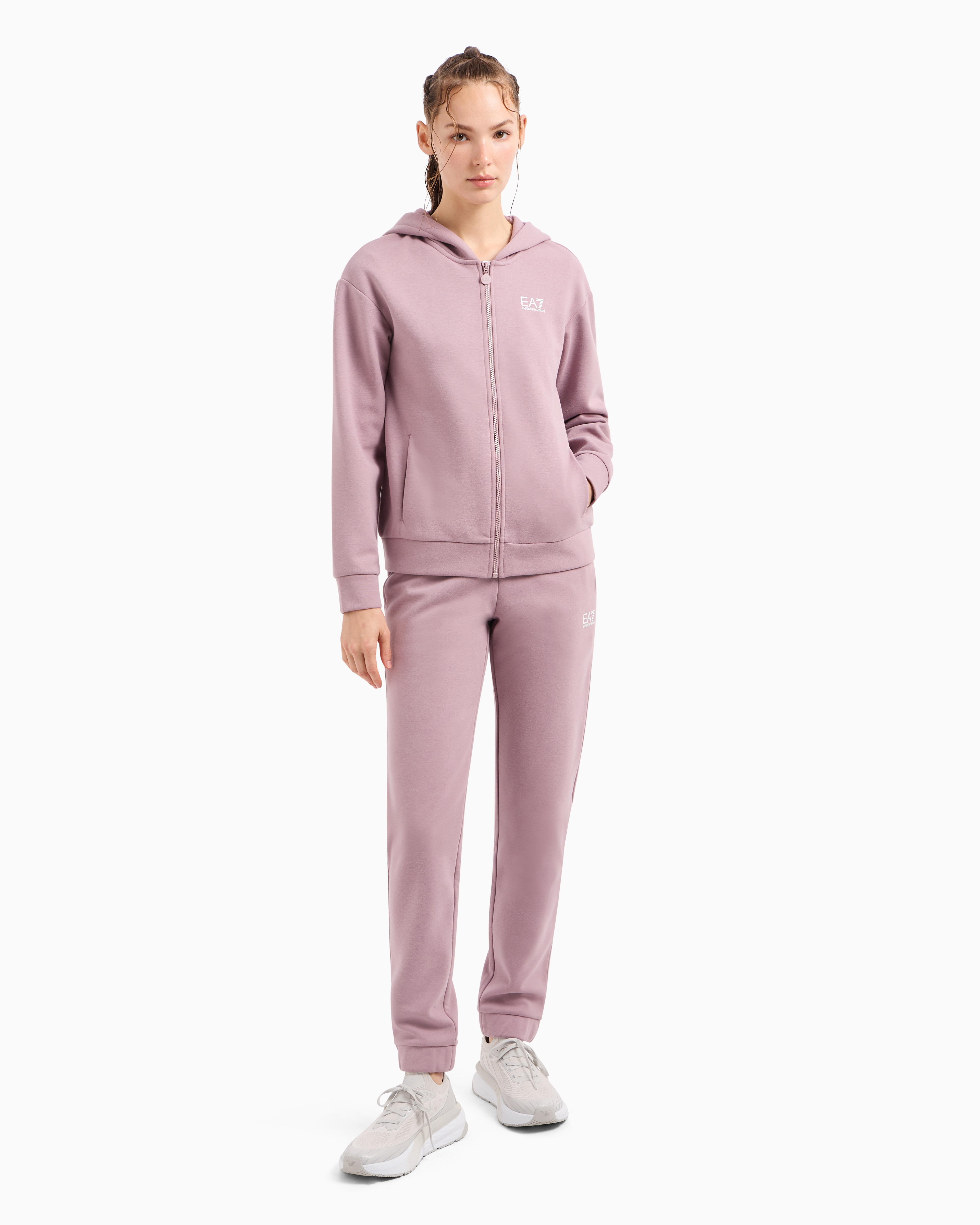 Shop Ea7 Logo Series Cotton-blend Tracksuit In Pink