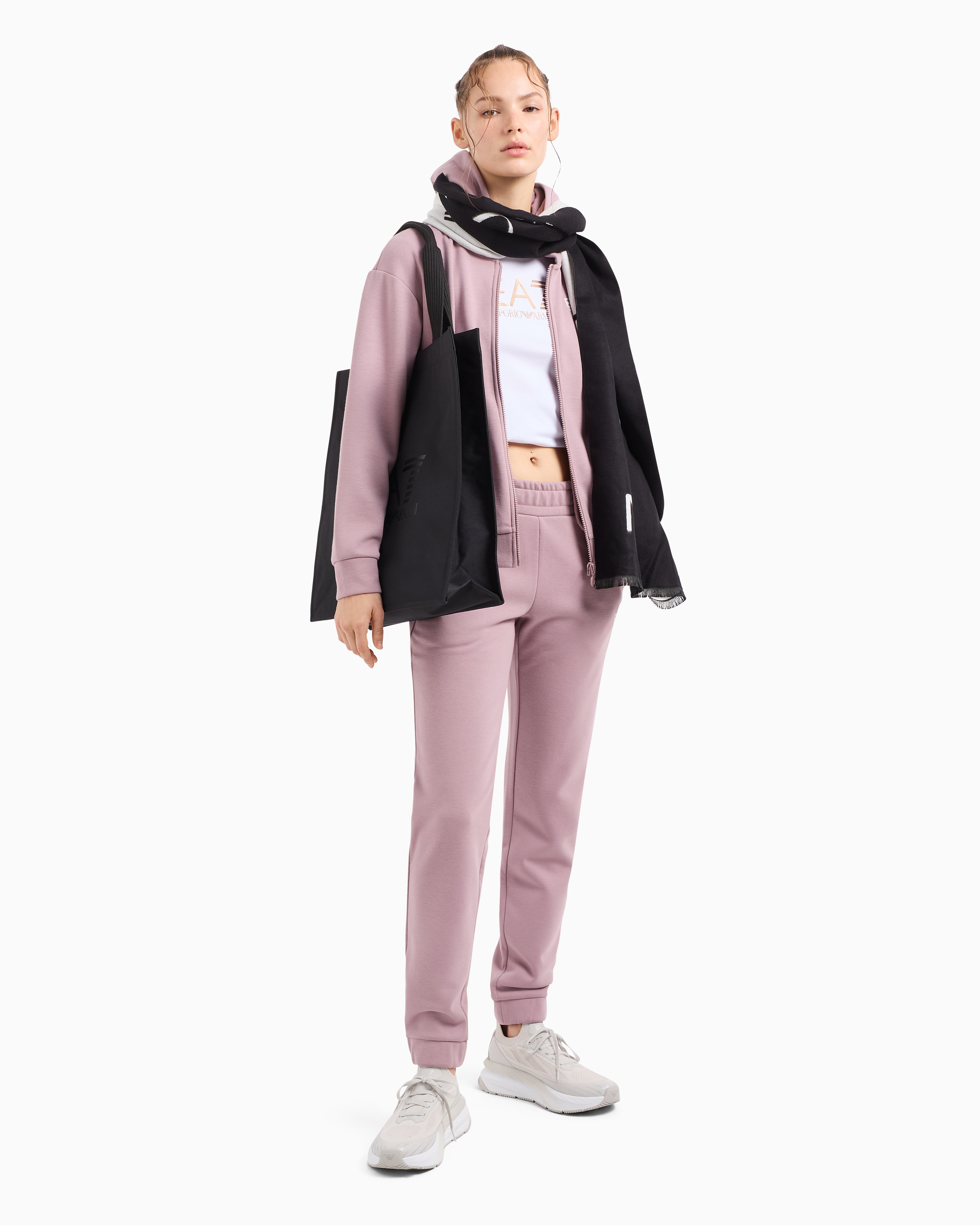 Shop Ea7 Logo Series Cotton-blend Tracksuit In Pink