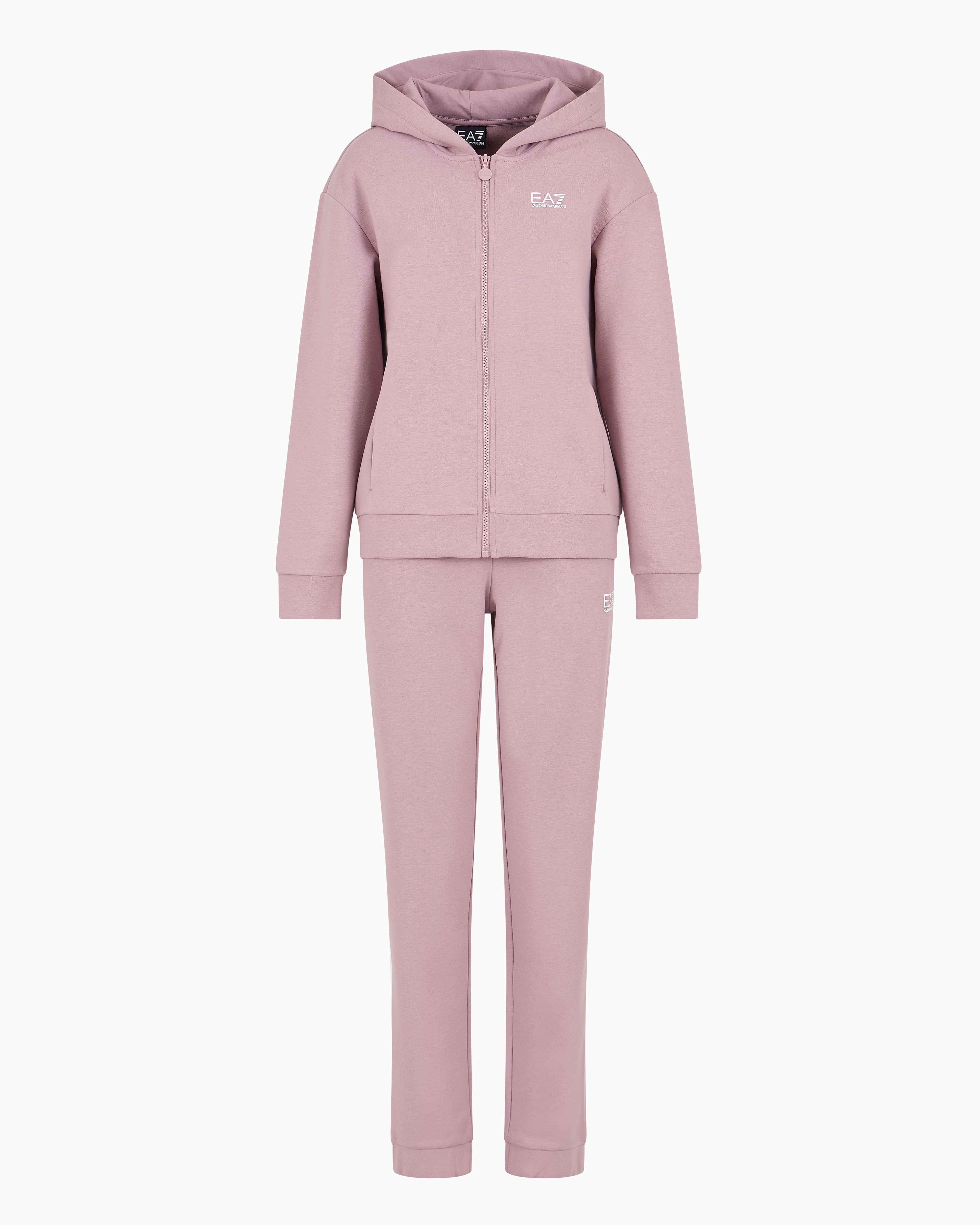 Ea7 Official Store Logo Series Cotton-blend Tracksuit In Pink