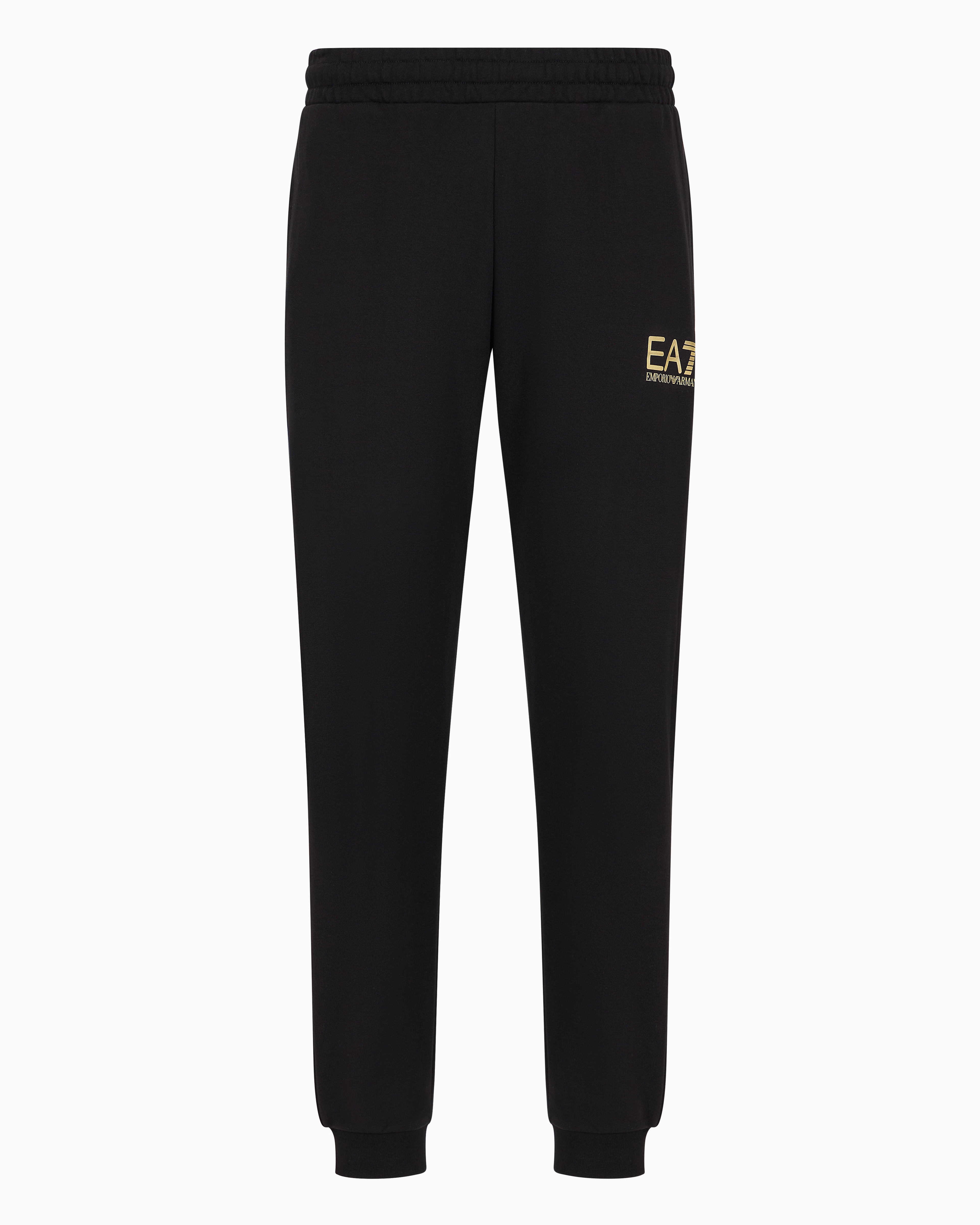 Ea7 Official Store Logo Series Cotton Joggers In Black