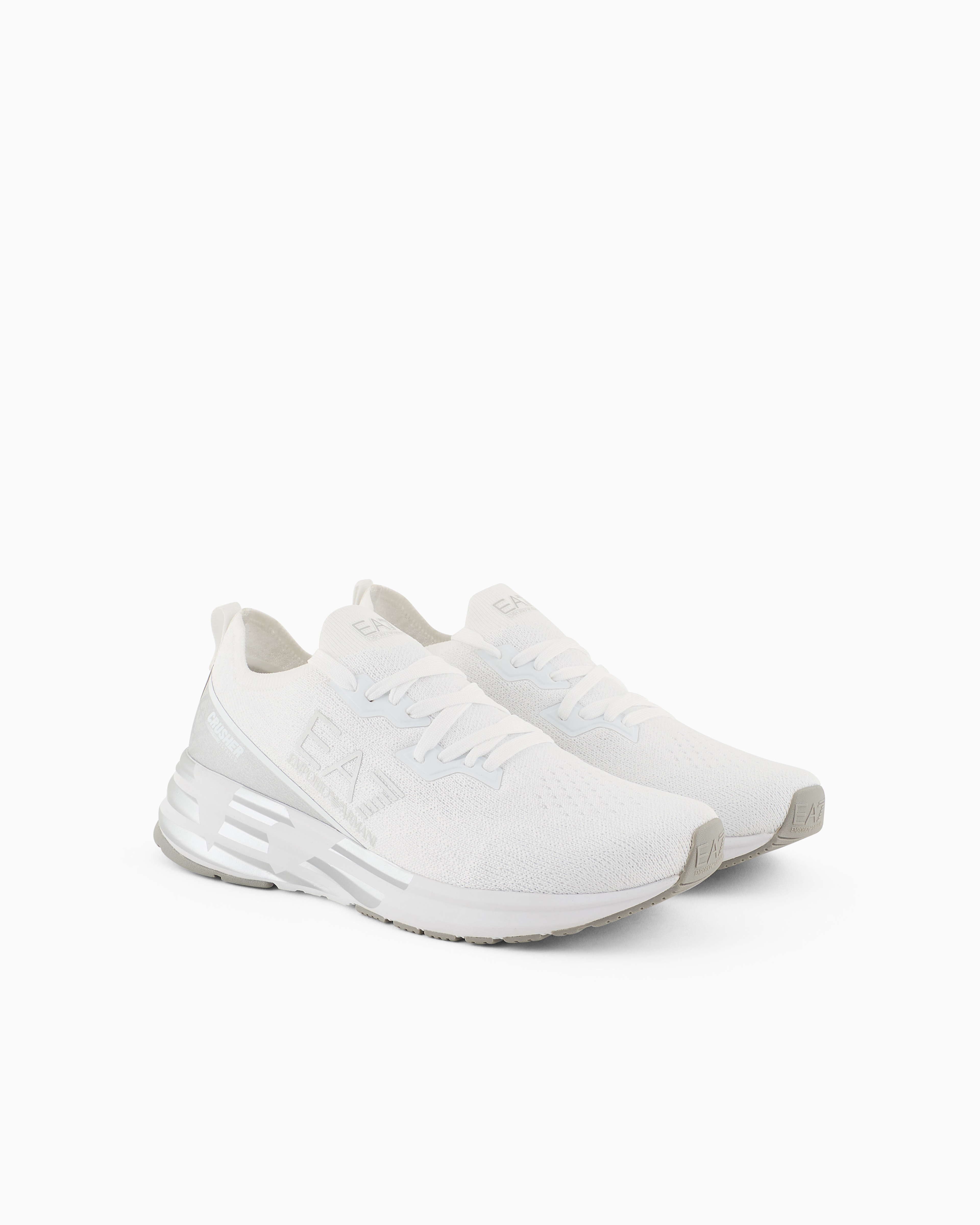 Emporio Armani Crusher Distance Knit Sneakers In Pattern