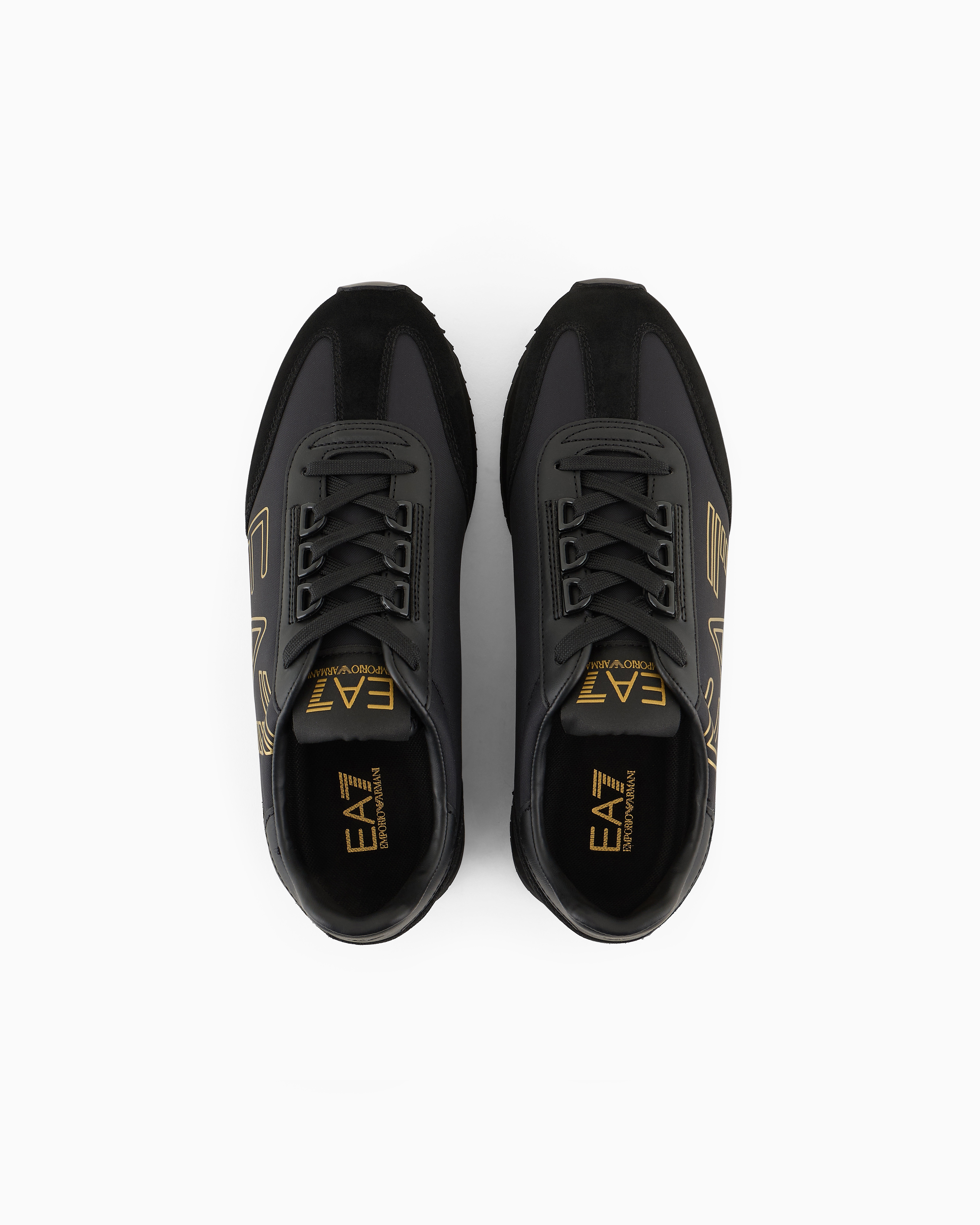 Ea7 Official Store Sneakers Noires Et Blanches Vintage In Two-tone