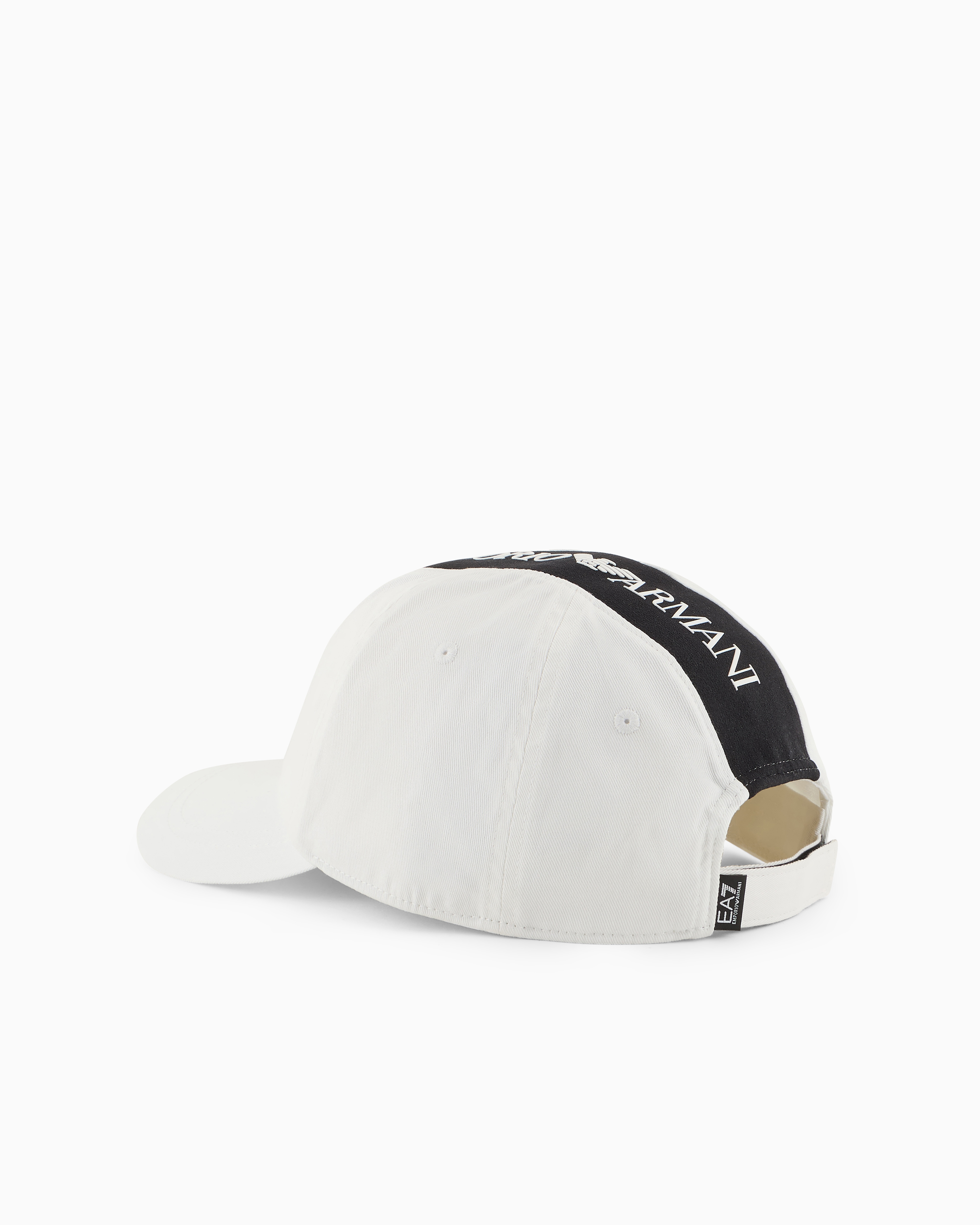 Shop Ea7 Cotton Baseball Cap With Logo Tape In White