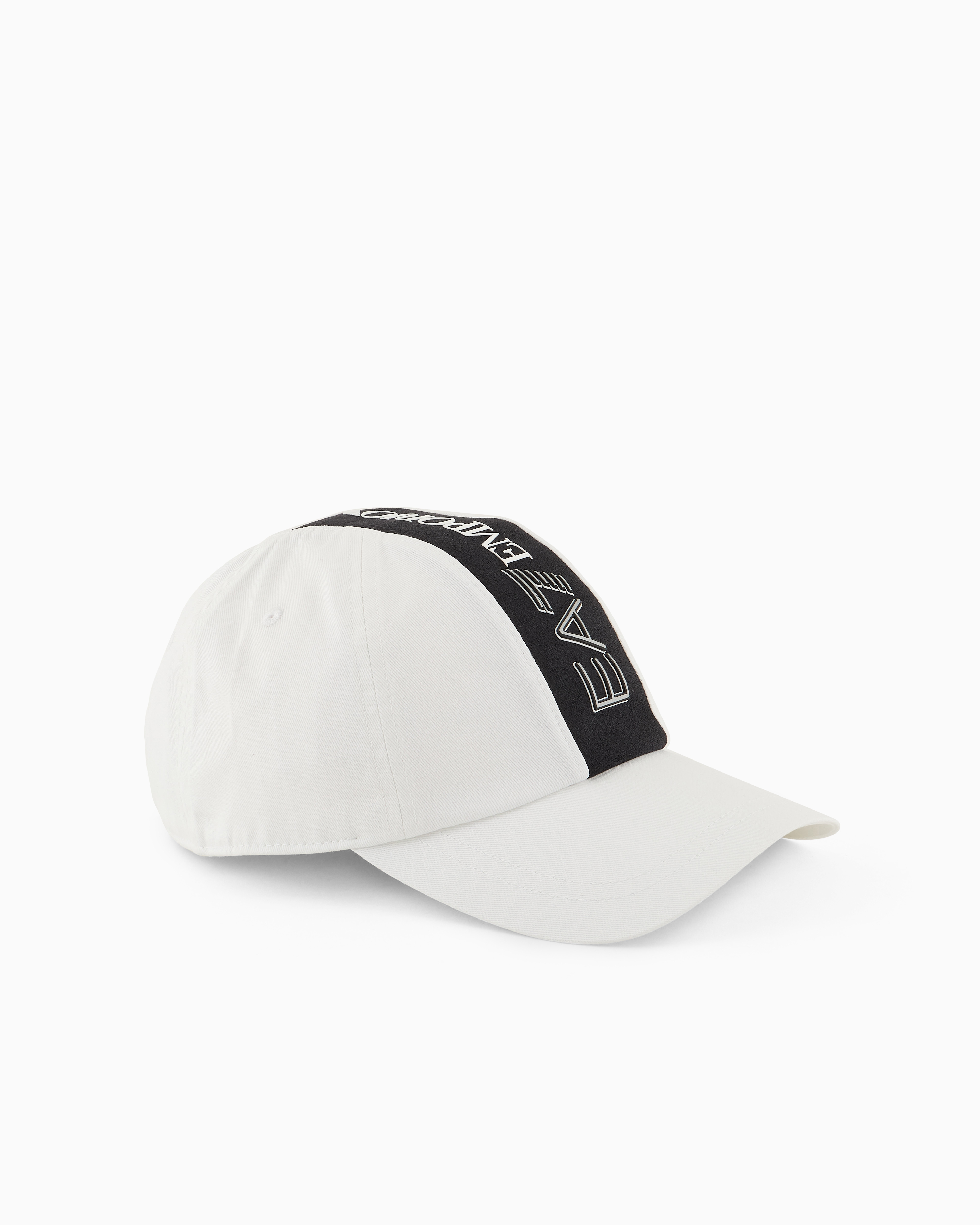 Shop Ea7 Cotton Baseball Cap With Logo Tape In White