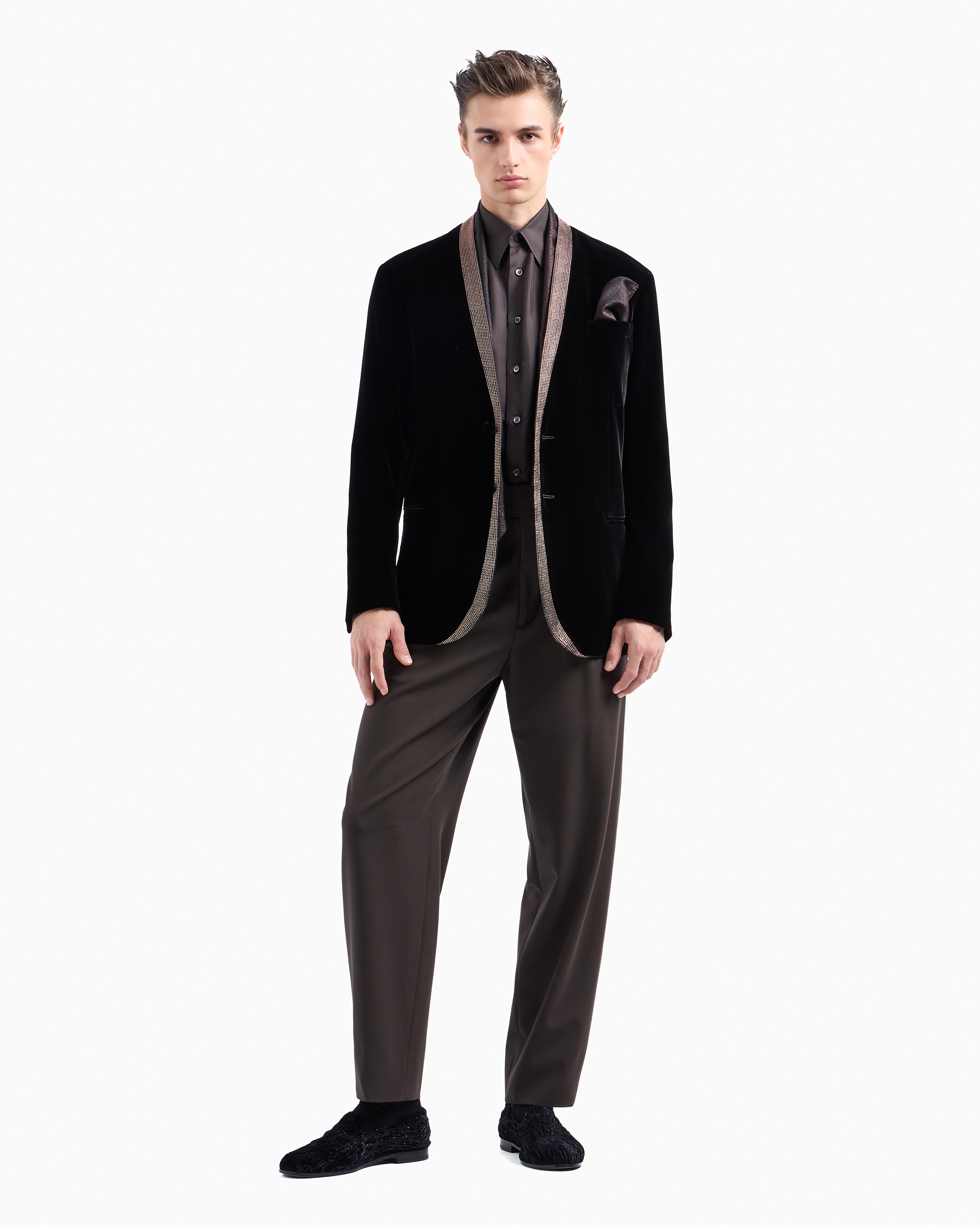 パンツ GIORGIO ARMANI POLYESTER TROUSERS Single-pleat, pure wool-crêpe trousers | Giorgio Armani