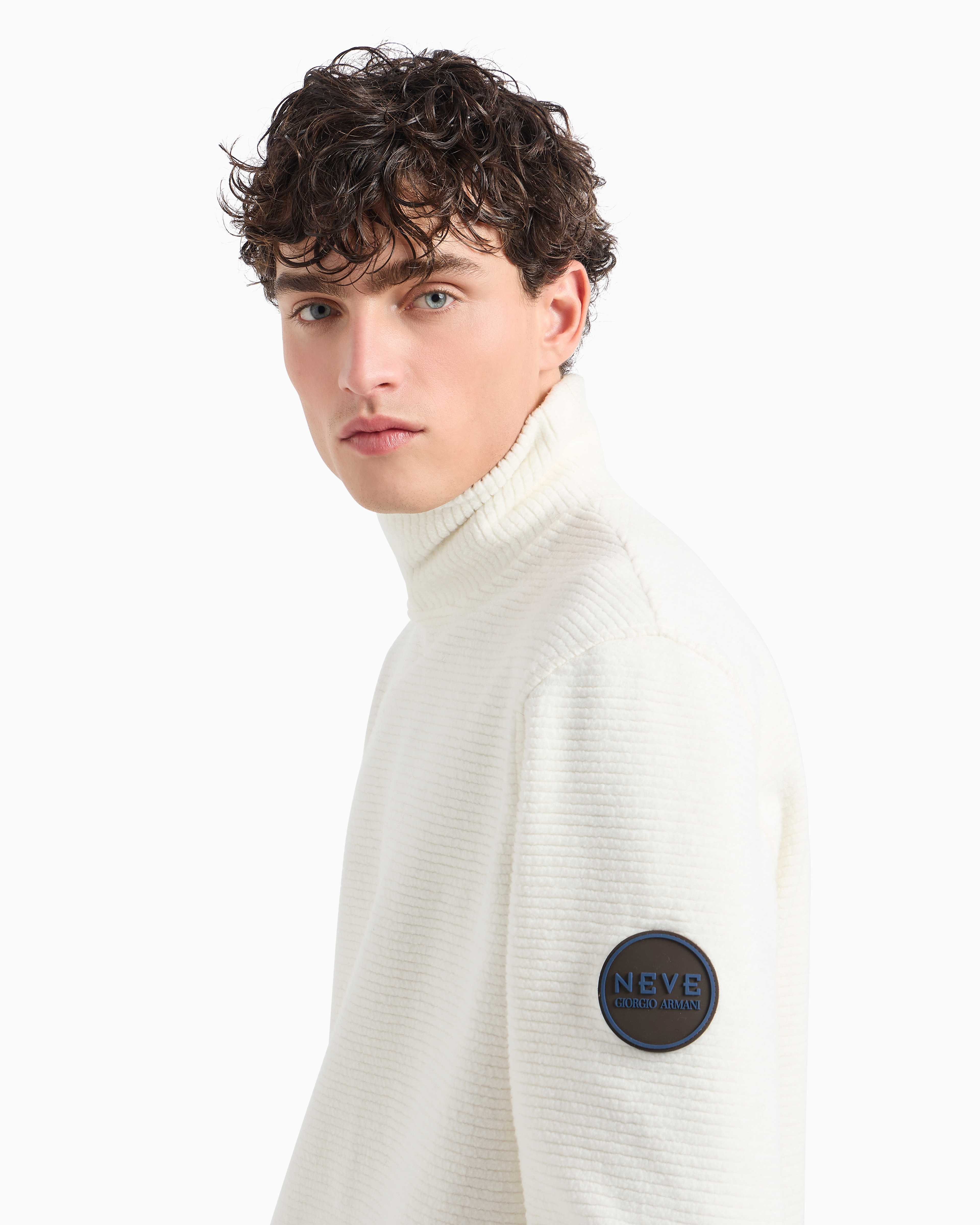 Shop Giorgio Armani Neve Ribbed Cotton And Cashmere Mock-neck Jumper In White