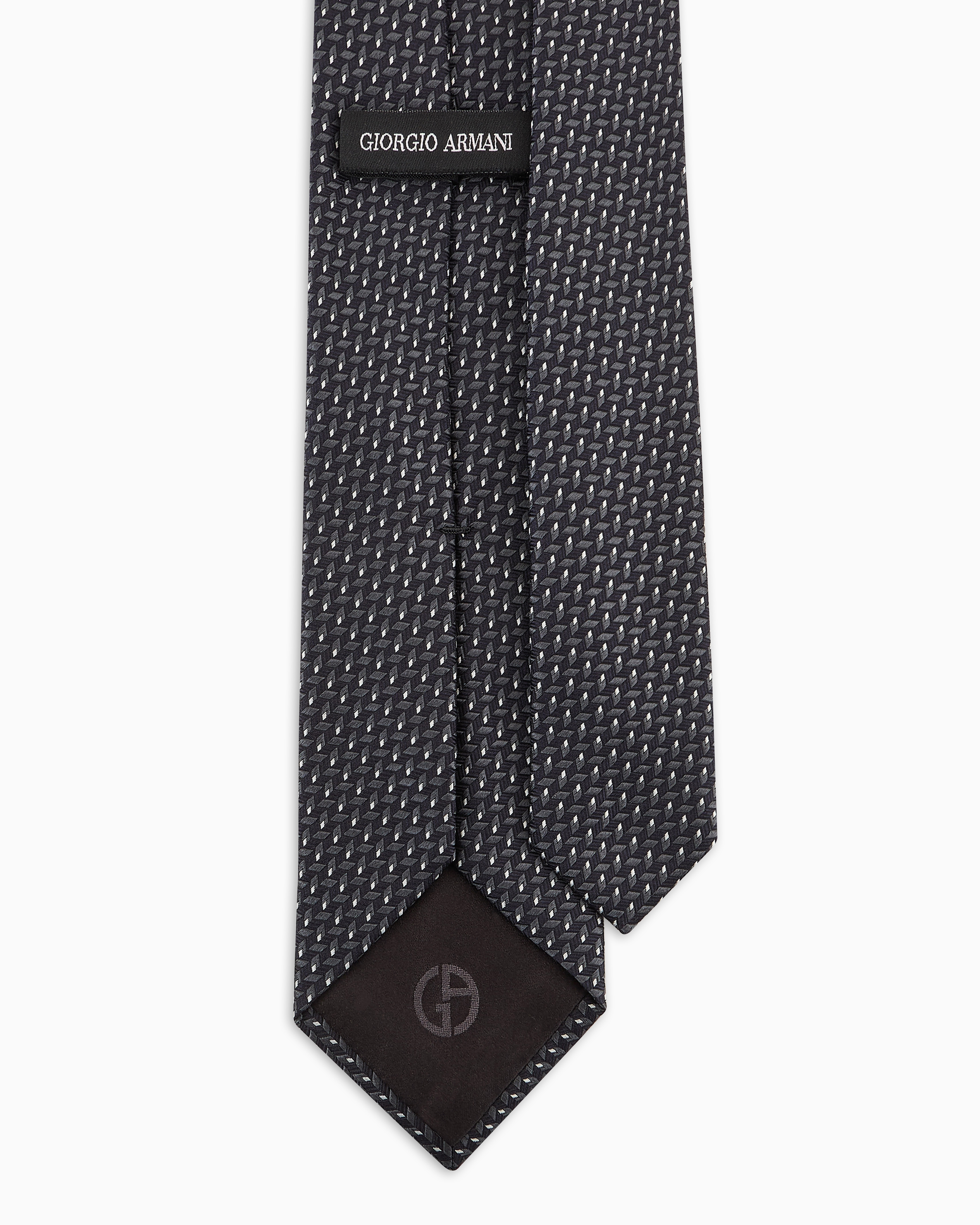 Giorgio Armani Official Store Silk Tie With Geometric Jacquard Motif In Pattern