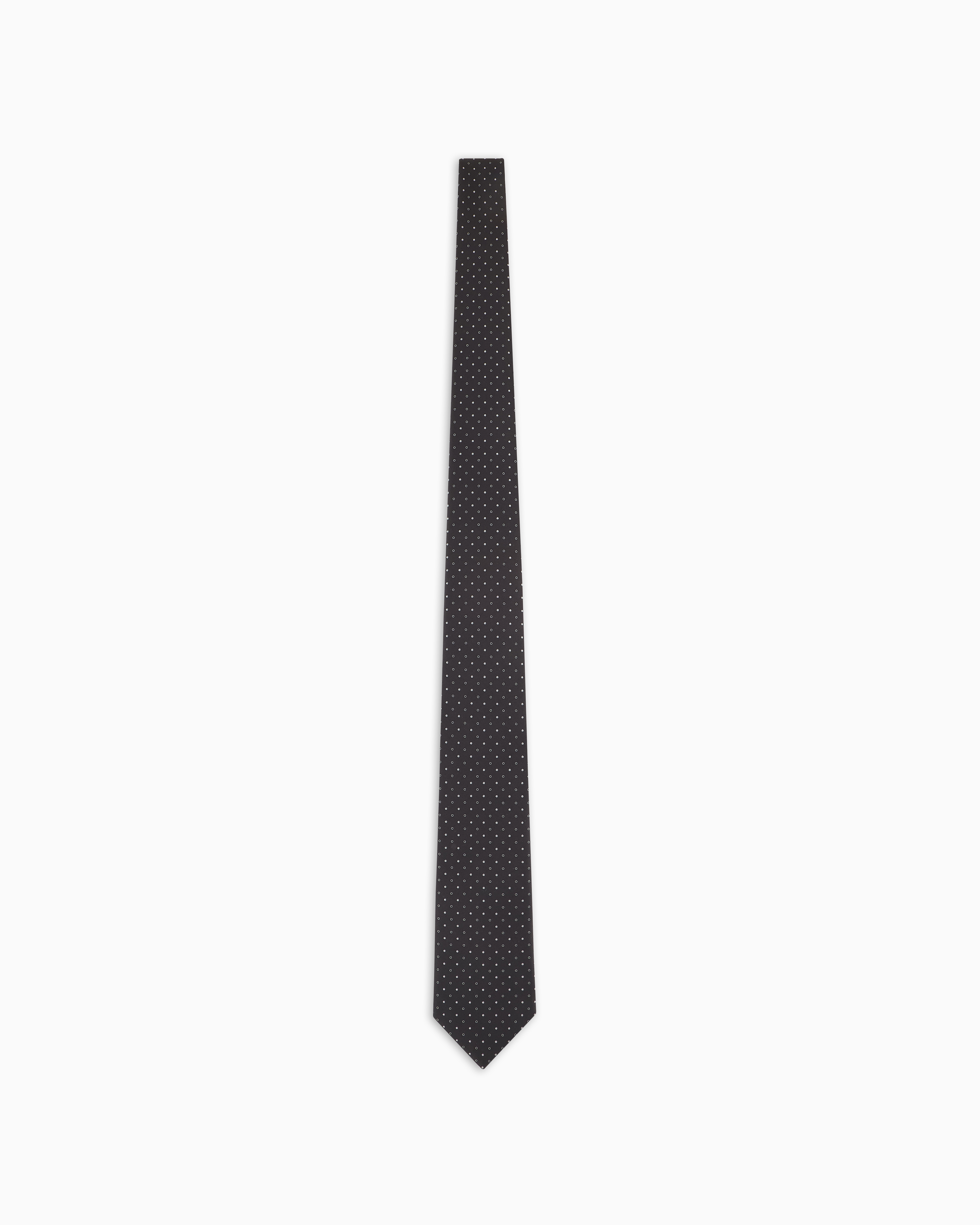 Giorgio Armani Official Store Silk Tie With Micro Jacquard Polka Dots In Black