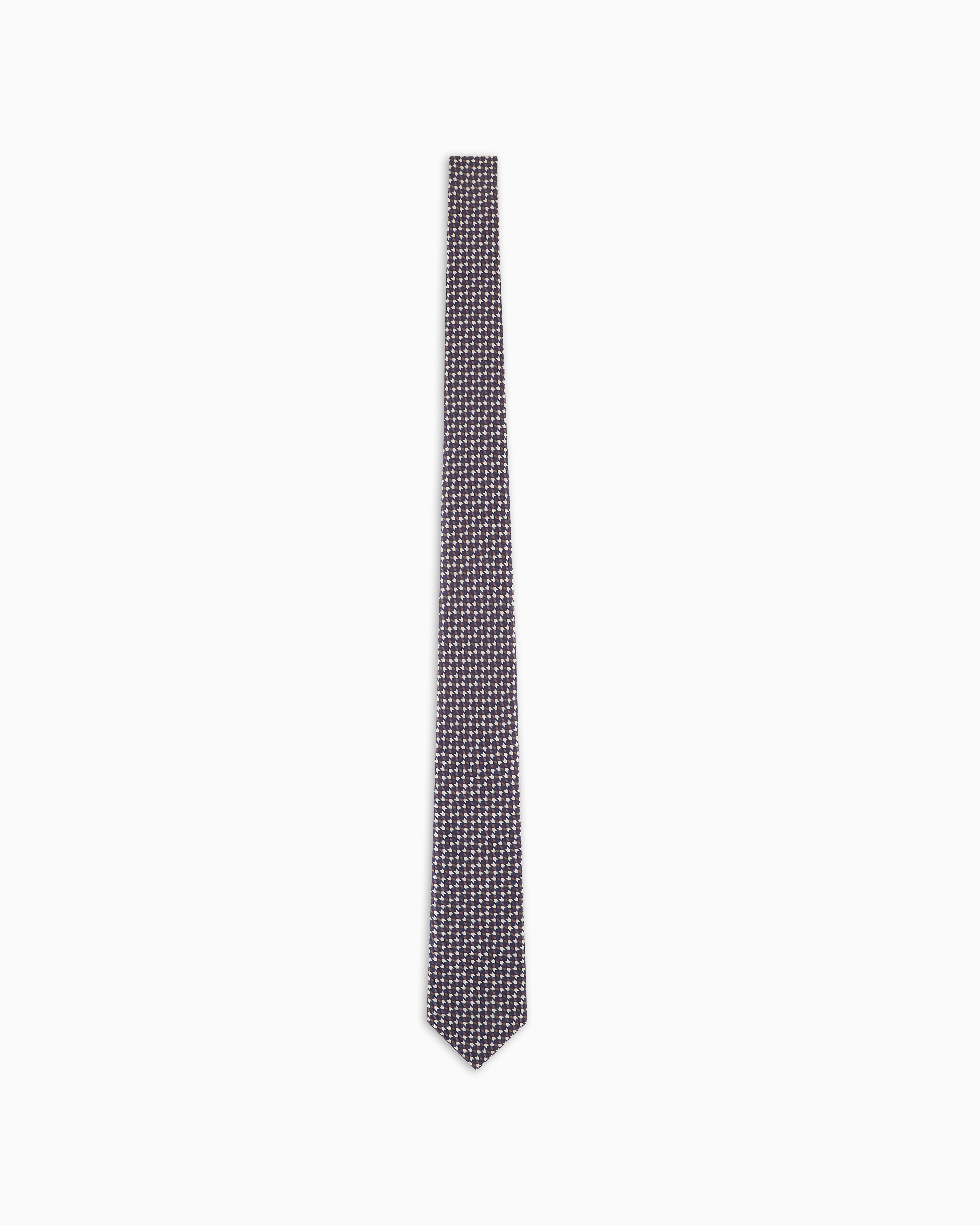 Giorgio Armani Official Store Asv Silk Tie With Geometric Print In Gray