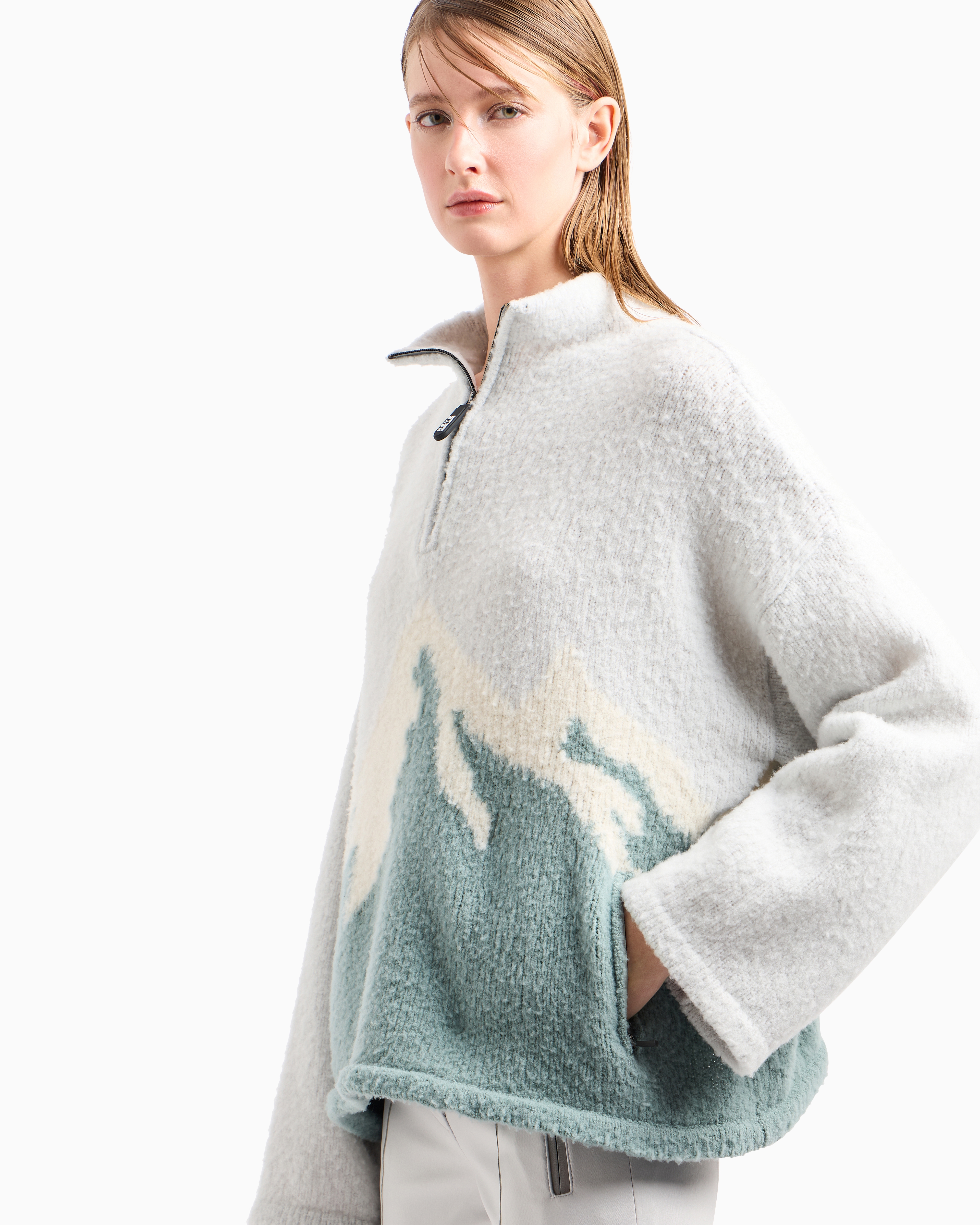 Giorgio Armani Neve Jumper In A Jacquard Virgin Wool Blend In Patterned