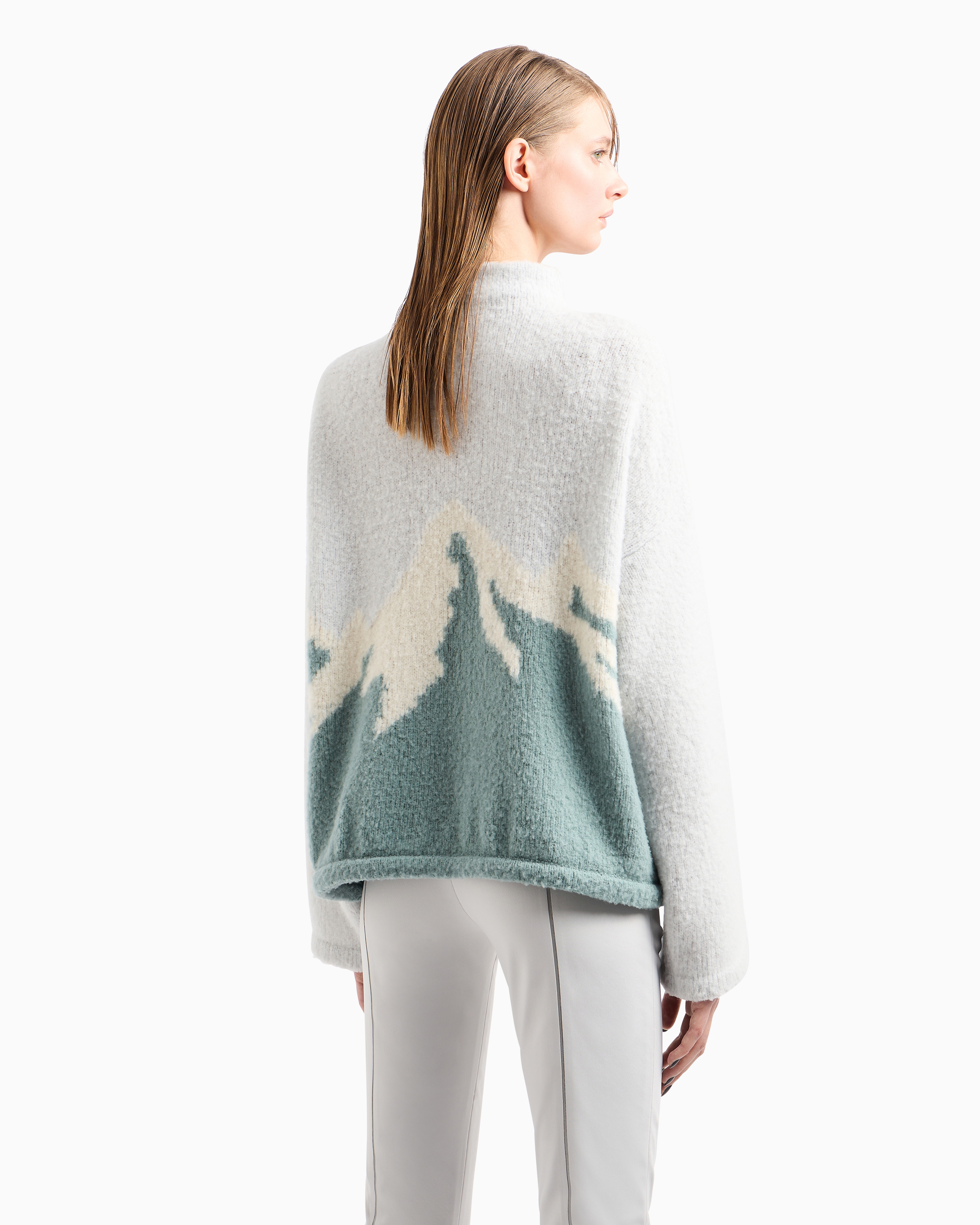 Giorgio Armani Neve Jumper In A Jacquard Virgin Wool Blend In Patterned