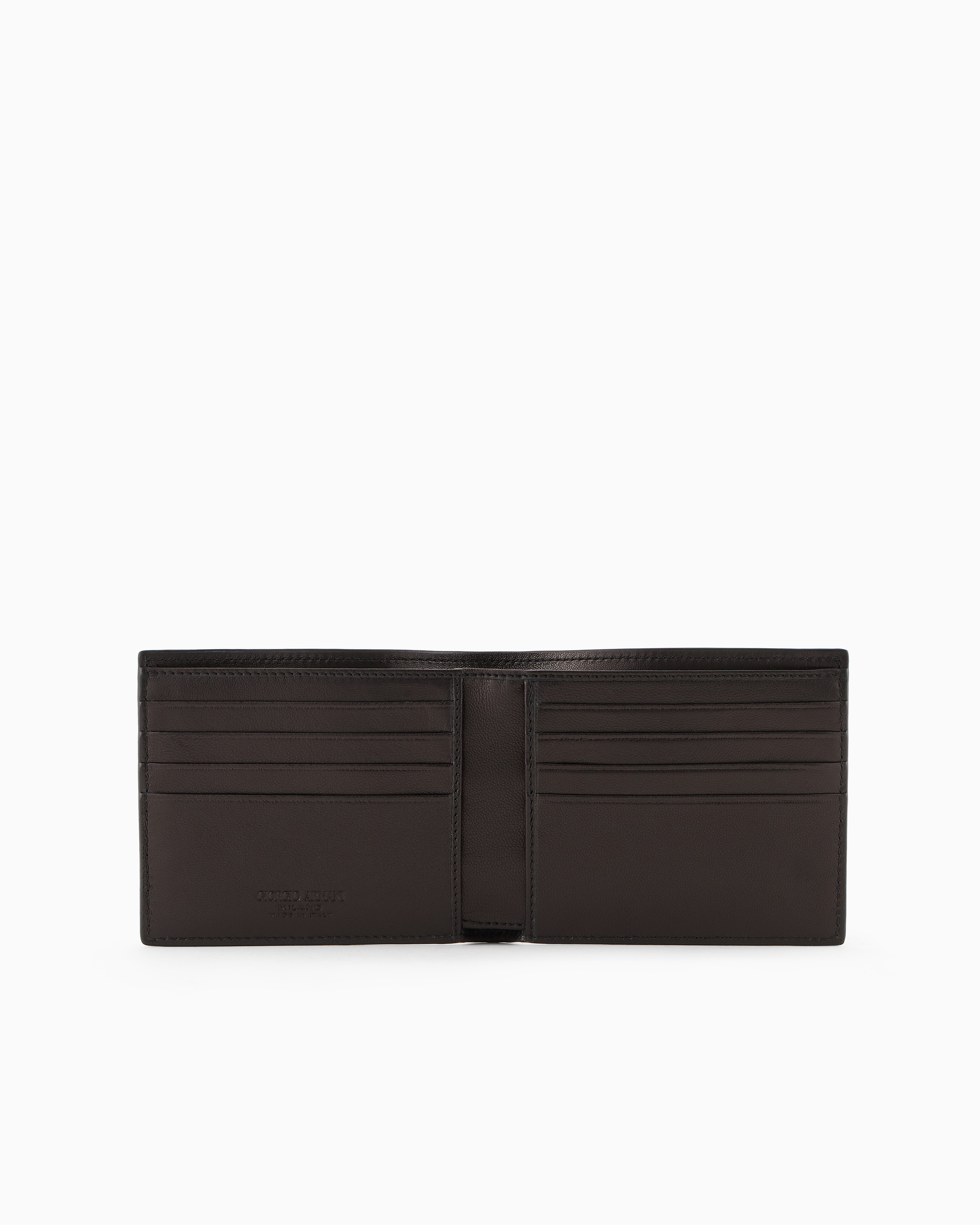 Giorgio Armani Official Store Nappa-leather Bifold Wallet In Black