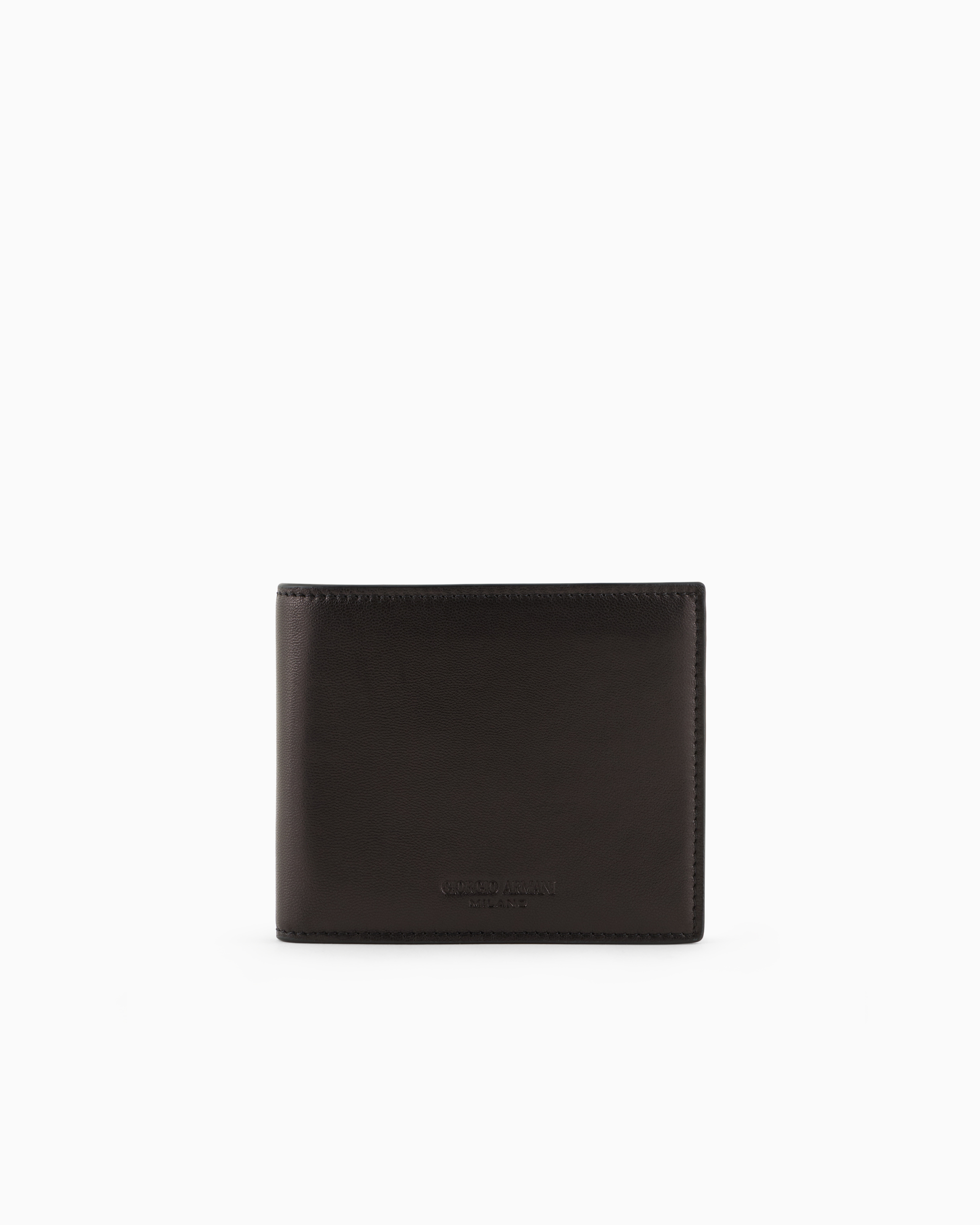 Giorgio Armani Official Store Nappa-leather Bifold Wallet In Black