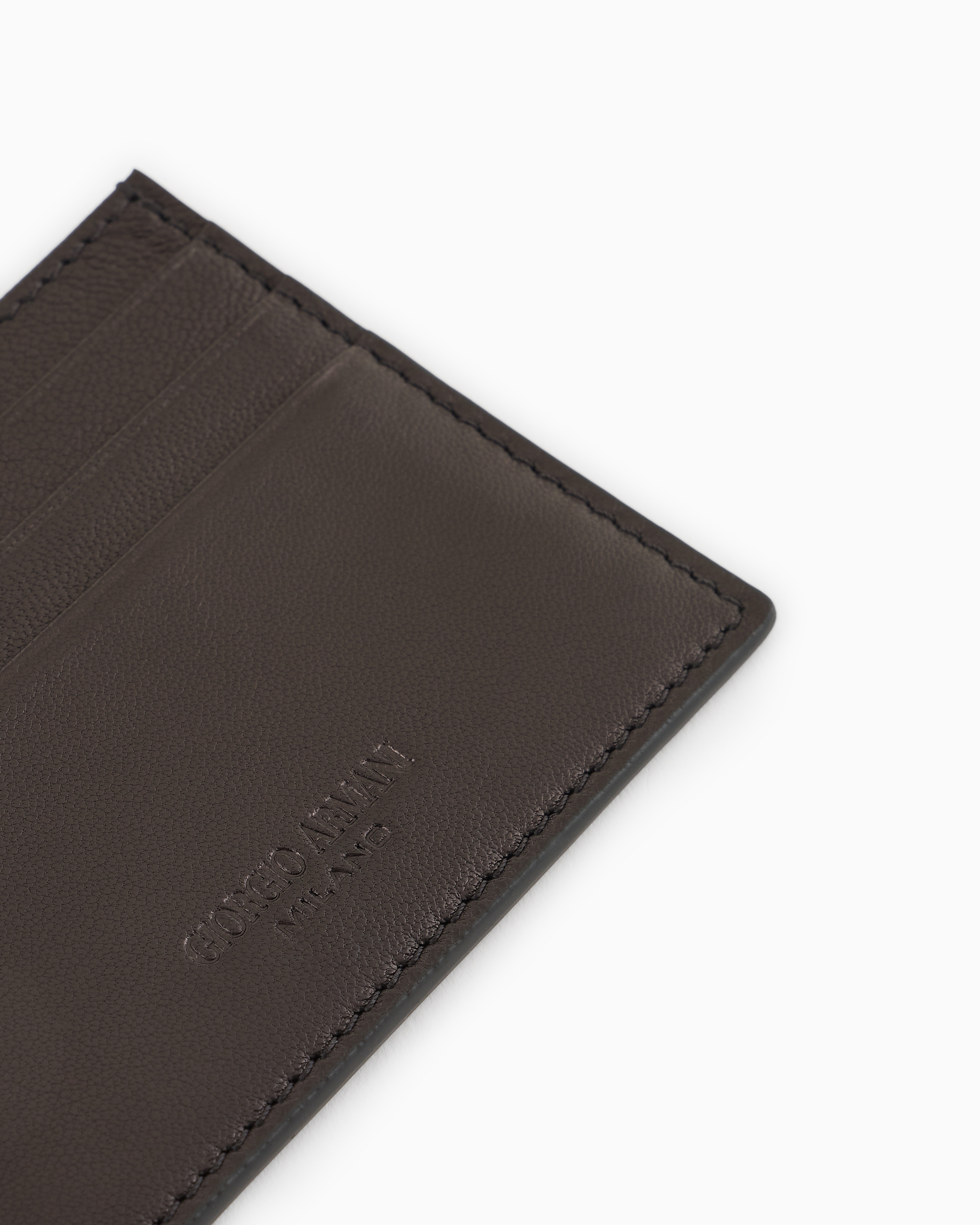 Giorgio Armani Official Store Nappa Leather Card Holder In Black