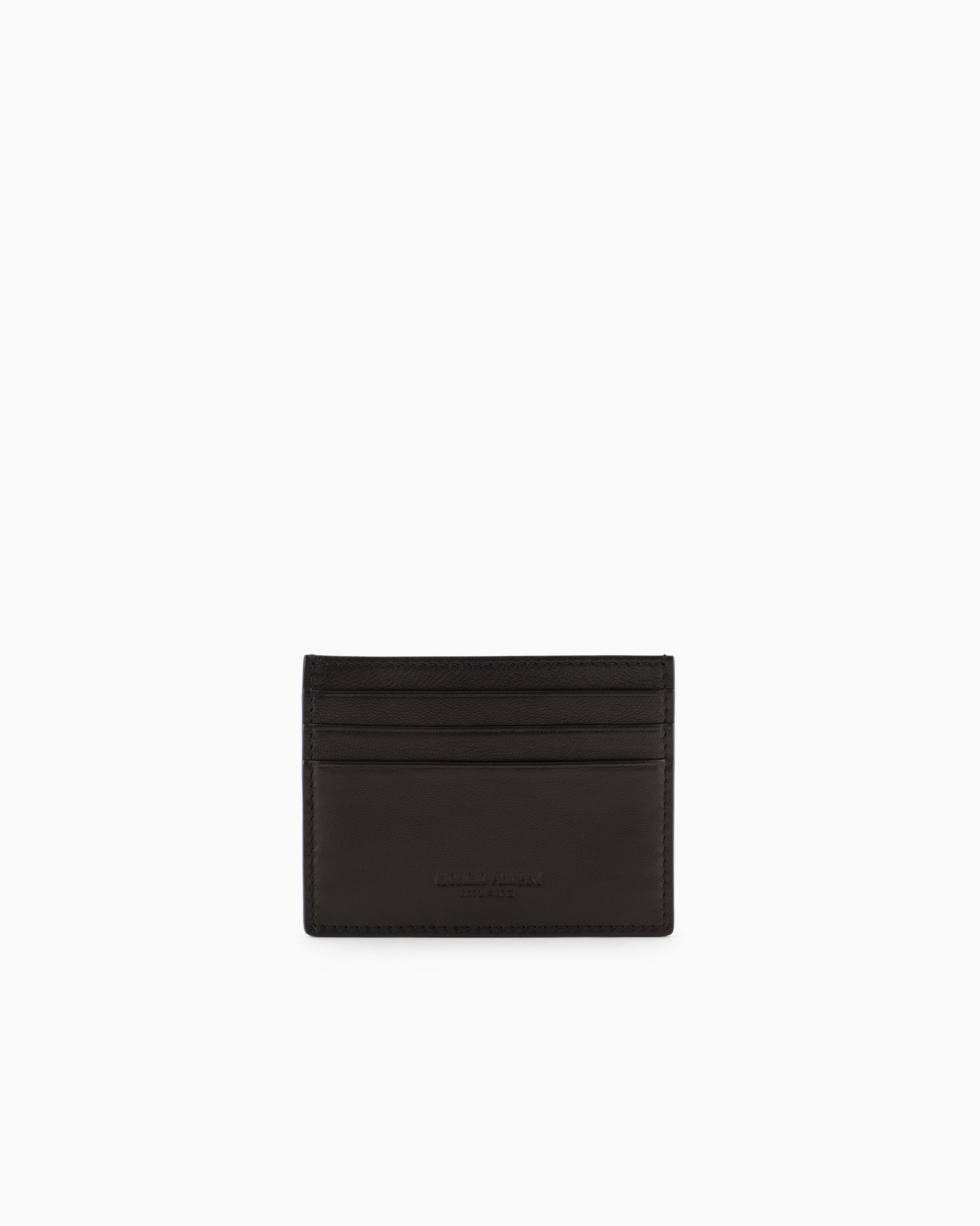 Giorgio Armani Official Store Nappa Leather Card Holder In Black