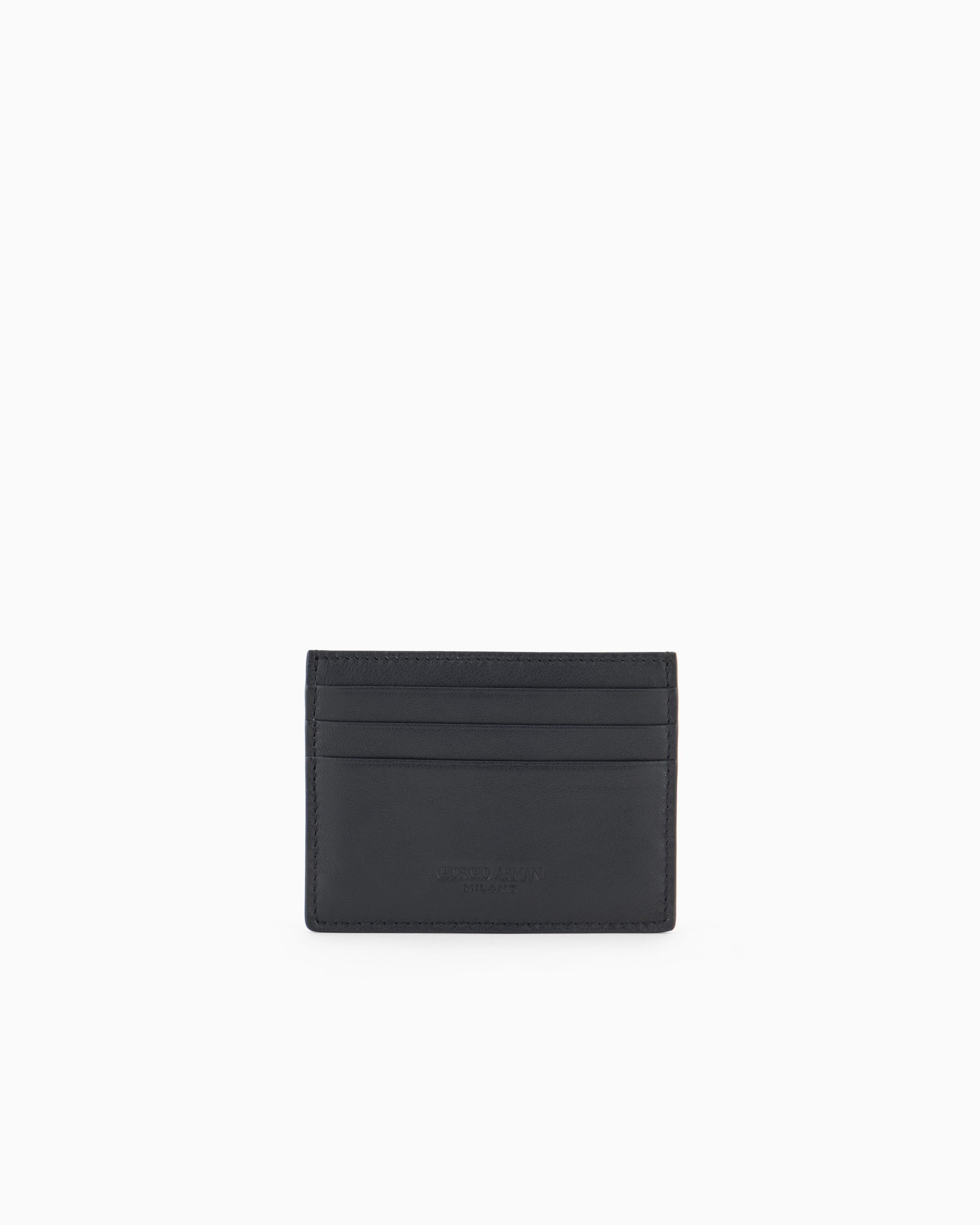 Giorgio Armani Official Store Porte-cartes En Nappa In Black