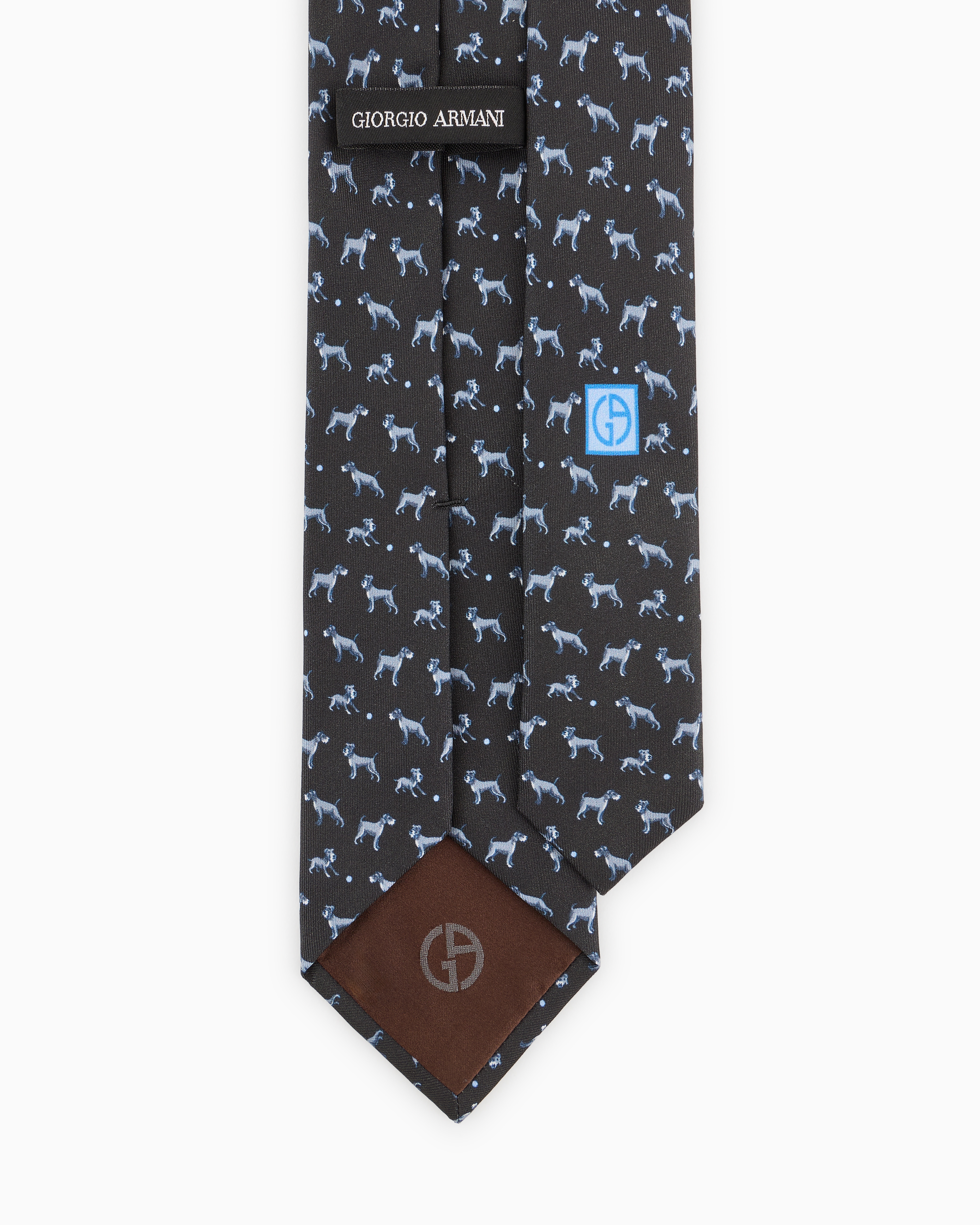 Shop Giorgio Armani Asv Silk Tie With Puppy Print In Pattern