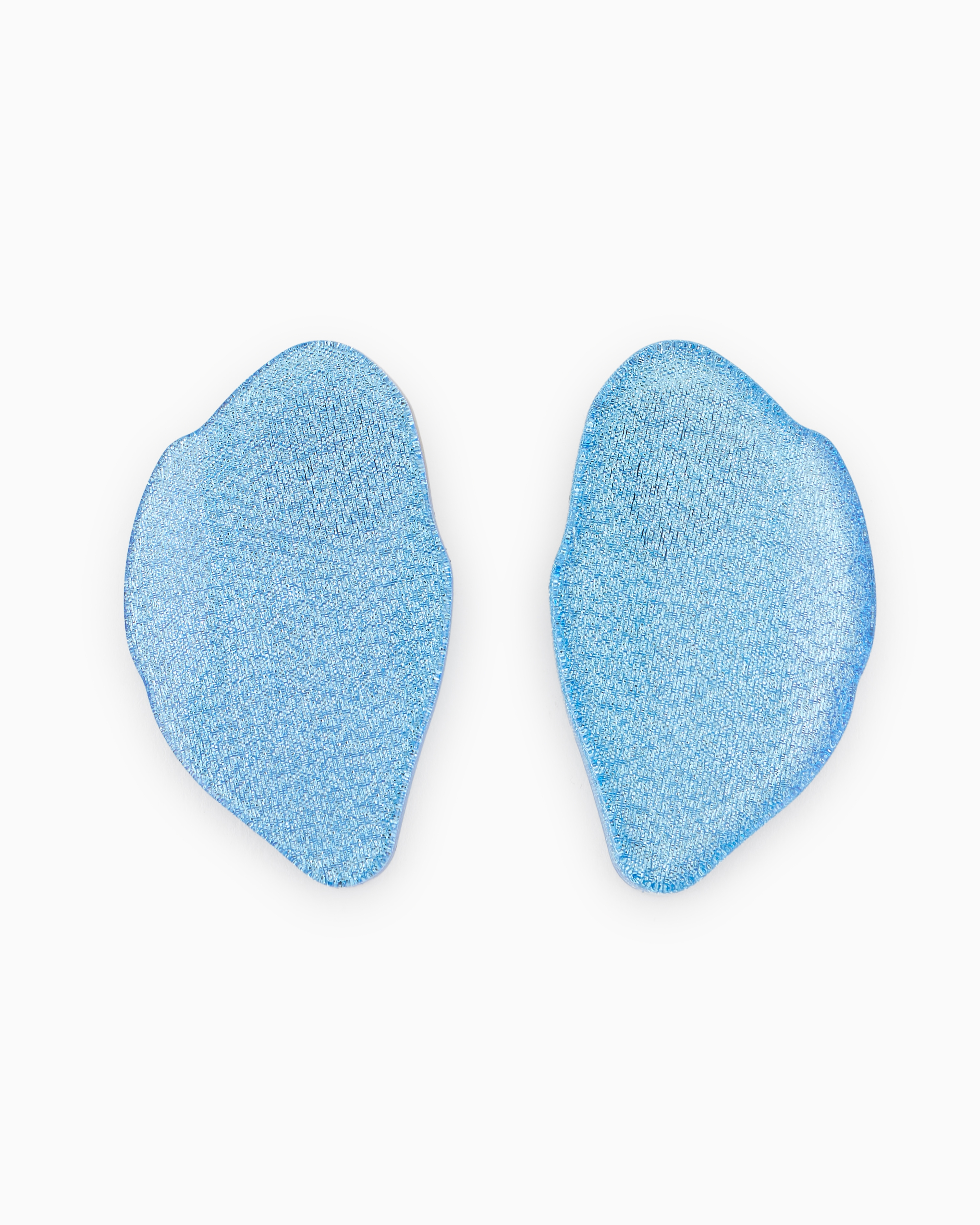 Giorgio Armani Official Store Clip Earrings In Iridescent Fabric And Resin In Blue