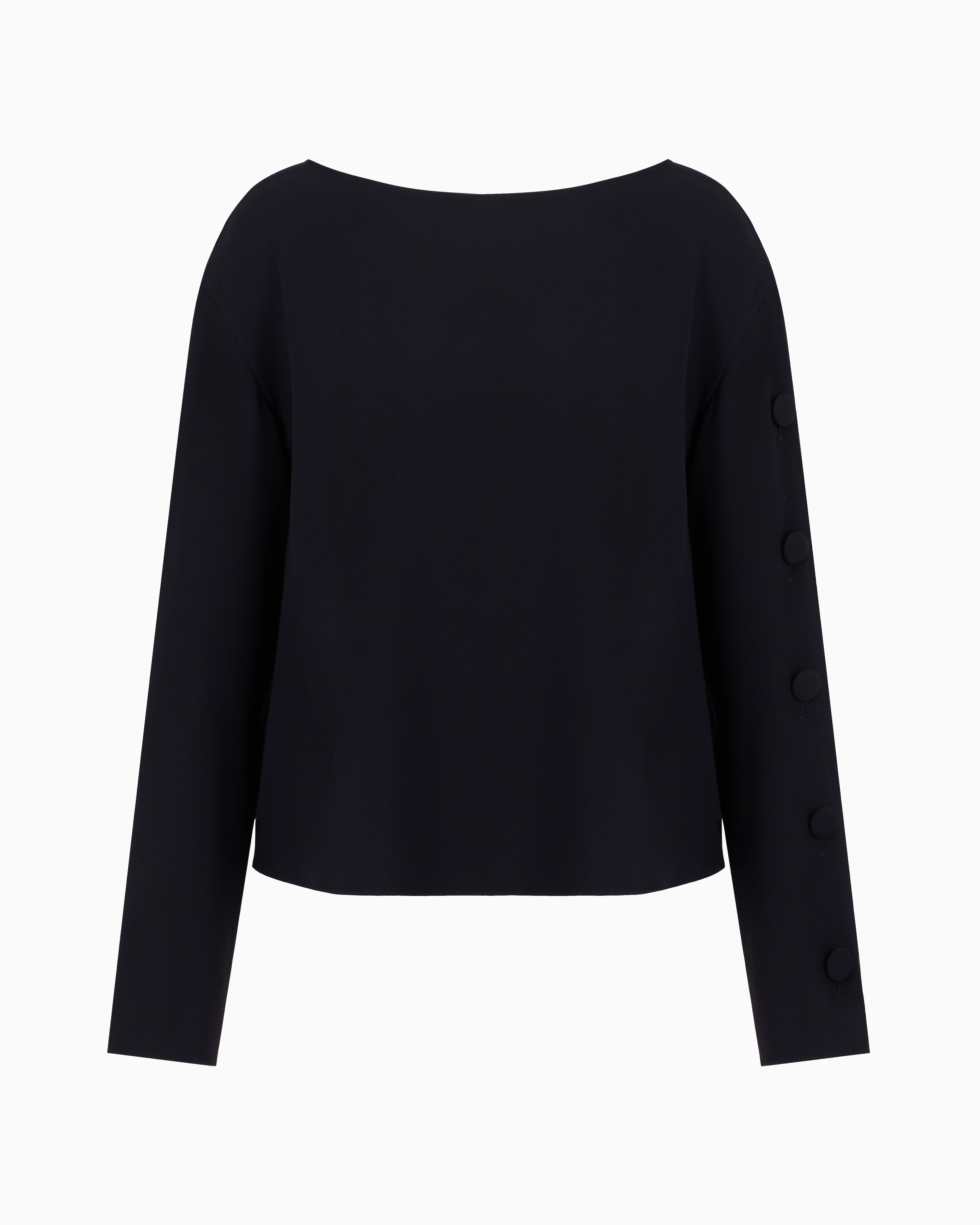 Emporio Armani Official Store Blouse En Cady Technique Avec Boutons Sur Les Manches In Black