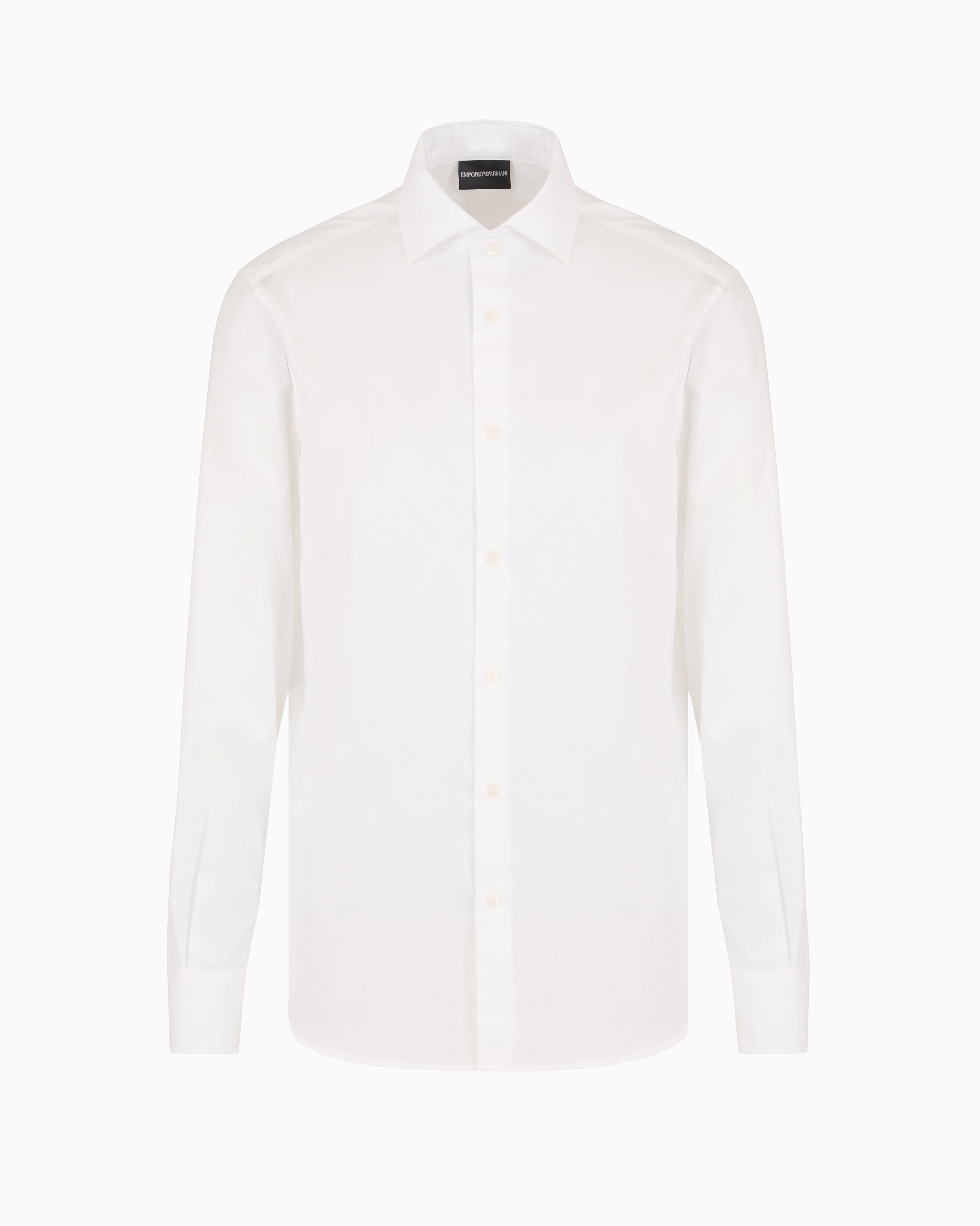 Emporio Armani Official Store Cotton Shirt With All-over Jacquard Logo Lettering In White