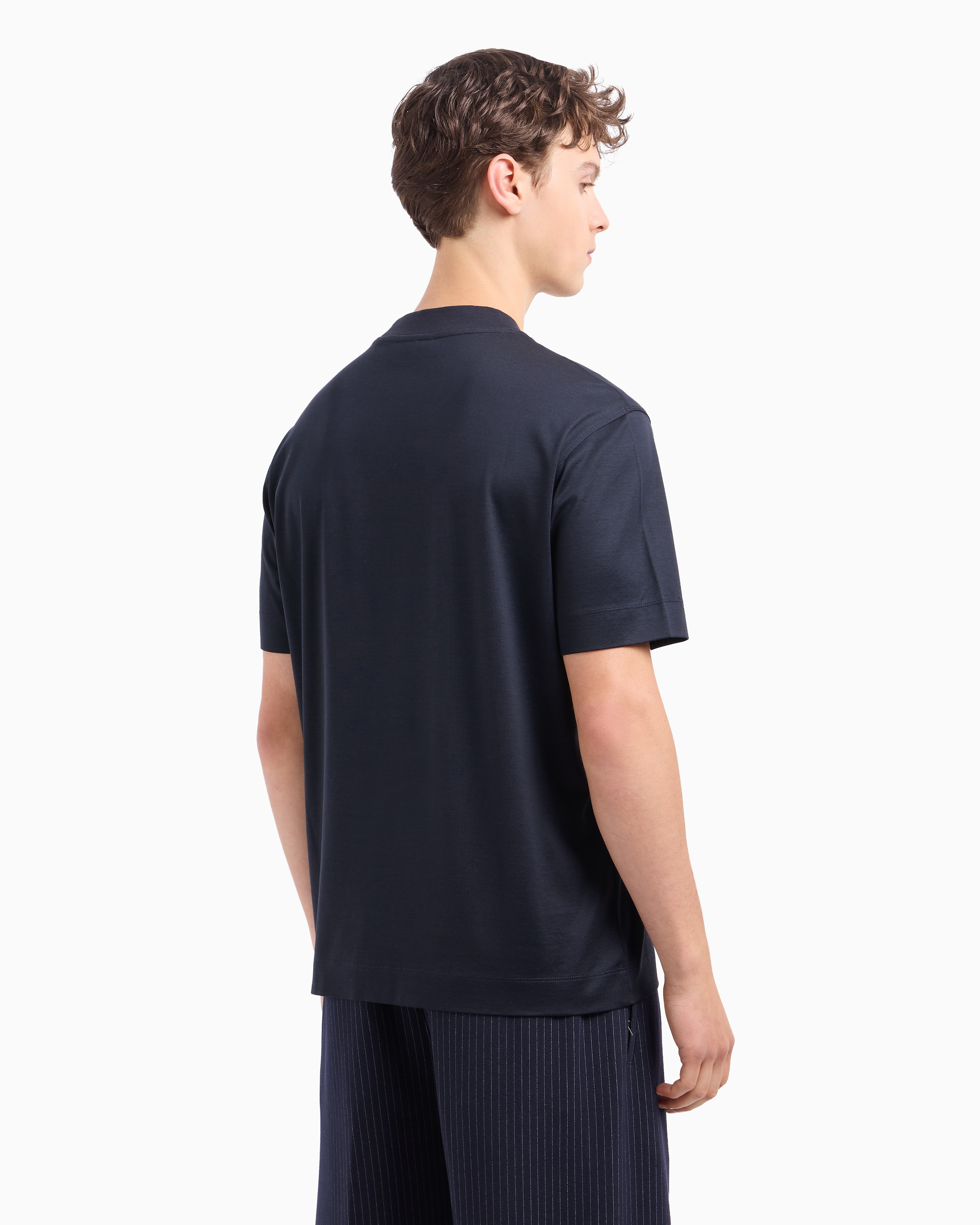 25SS ■ Giorgio Armani ■ シェブロンプリント Tシャツ Giorgio Armani - Logo cotton t-shirt blue - The Corner