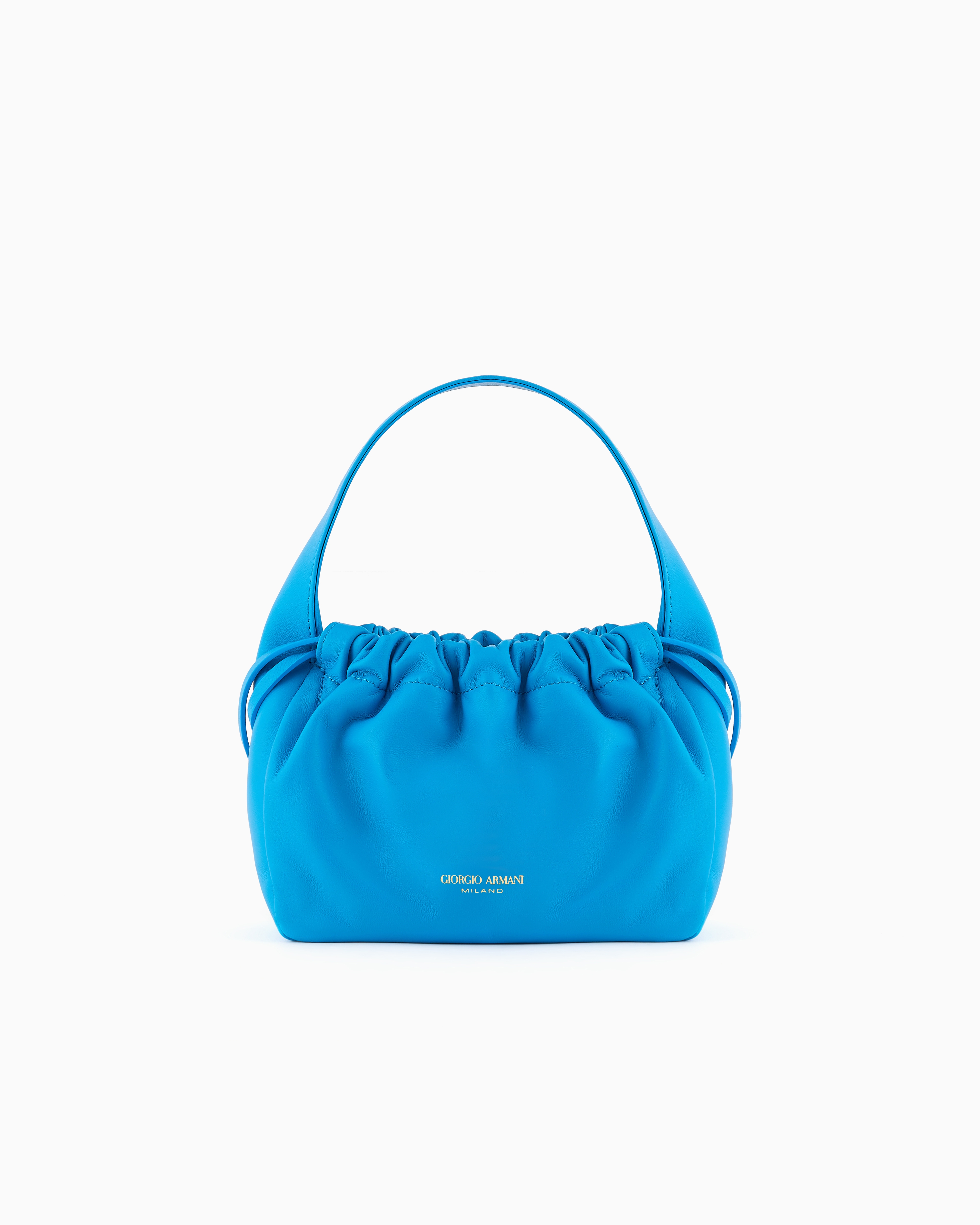 Giorgio Armani Official Store Asv Small Nappa Leather Bucket Bag In Electric Blue