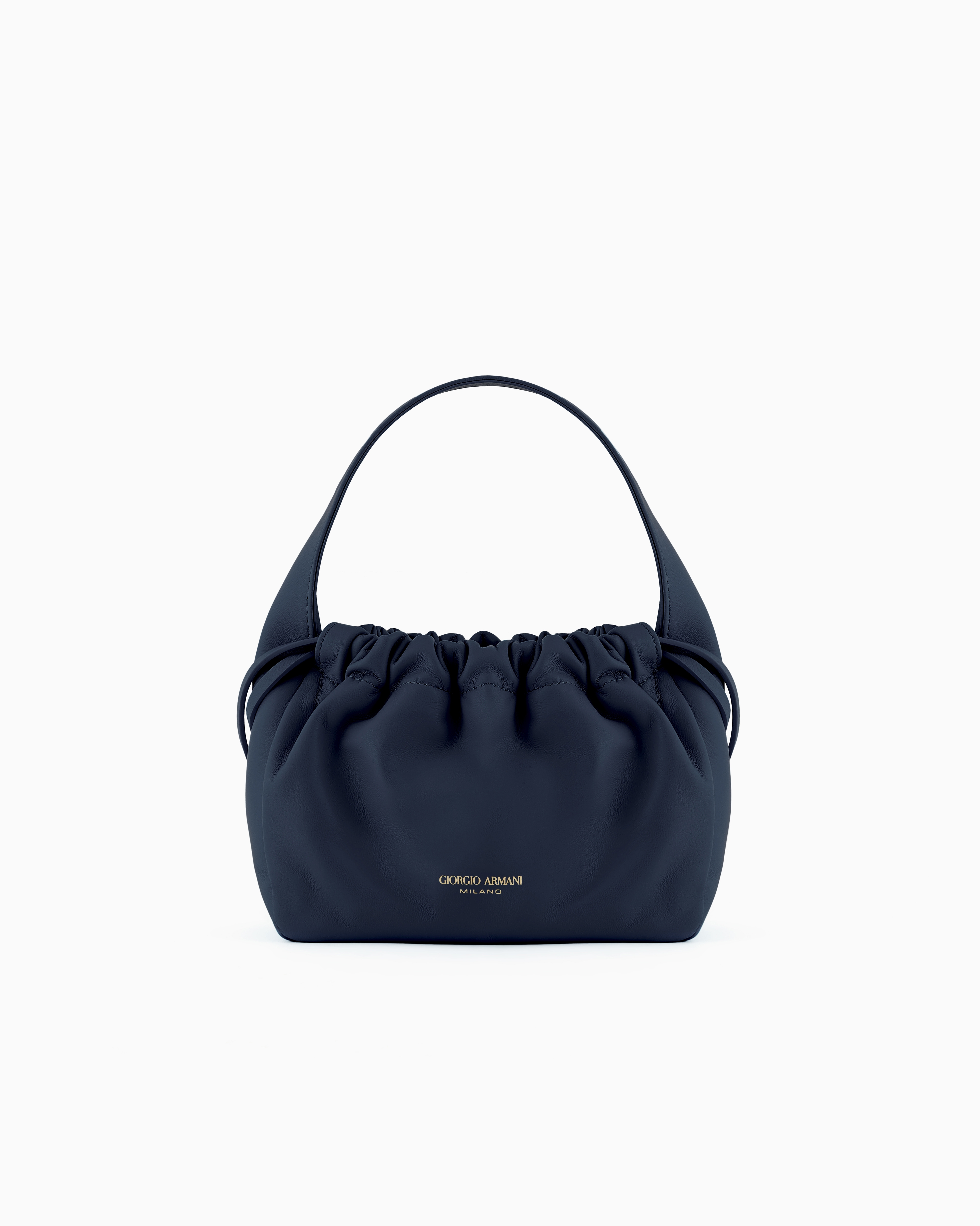 Giorgio Armani Official Store Petit Sac Seau En Cuir Nappa Asv In Bleu Nuit