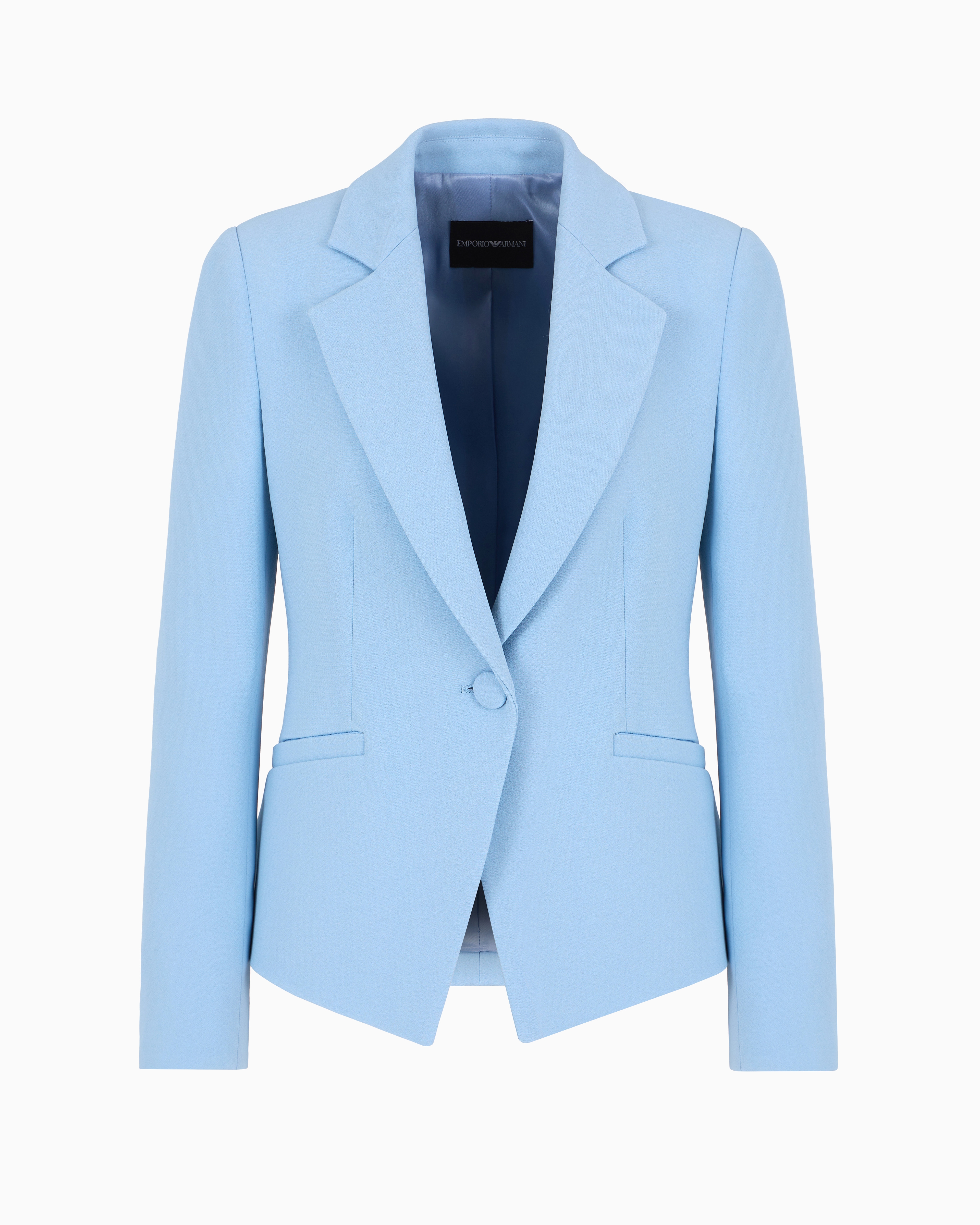 Emporio Armani Cady Crêpe Jacket With Lapels In Blue