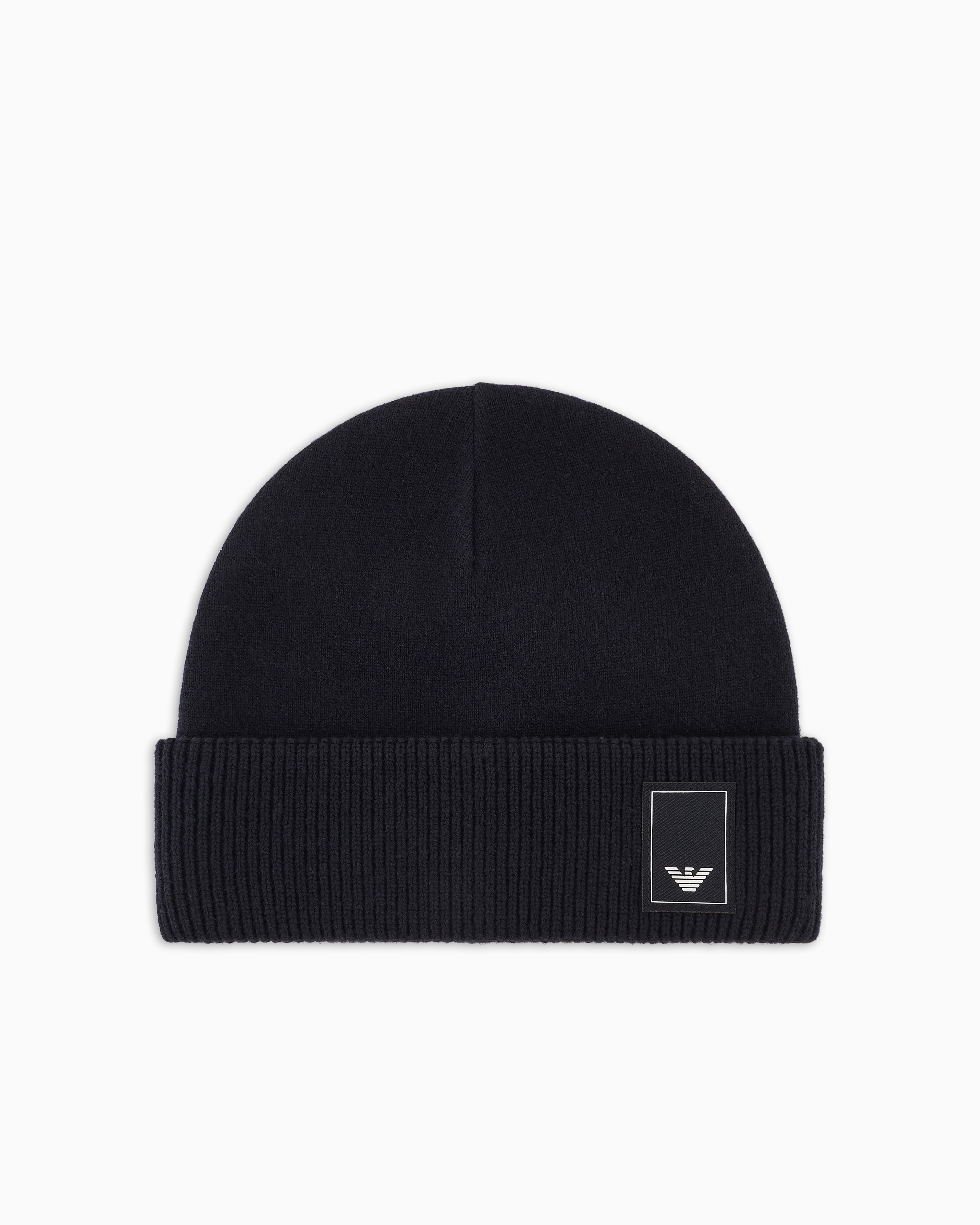 Emporio Armani Official Store Travel Essential Wool Beanie In Navy Blue