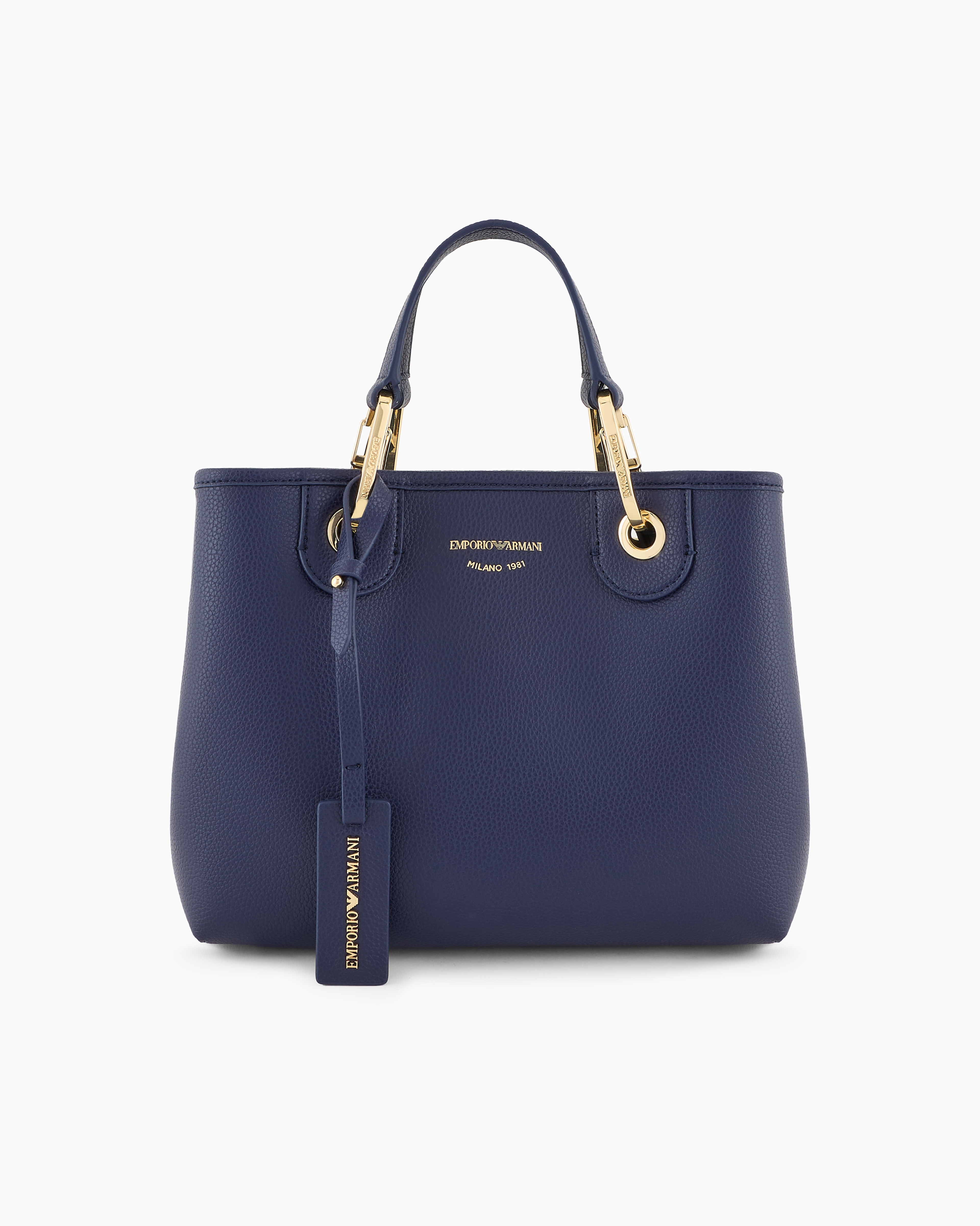 Emporio Armani Official Store Small Myea Shopper Bag With Deer Print In Bleu