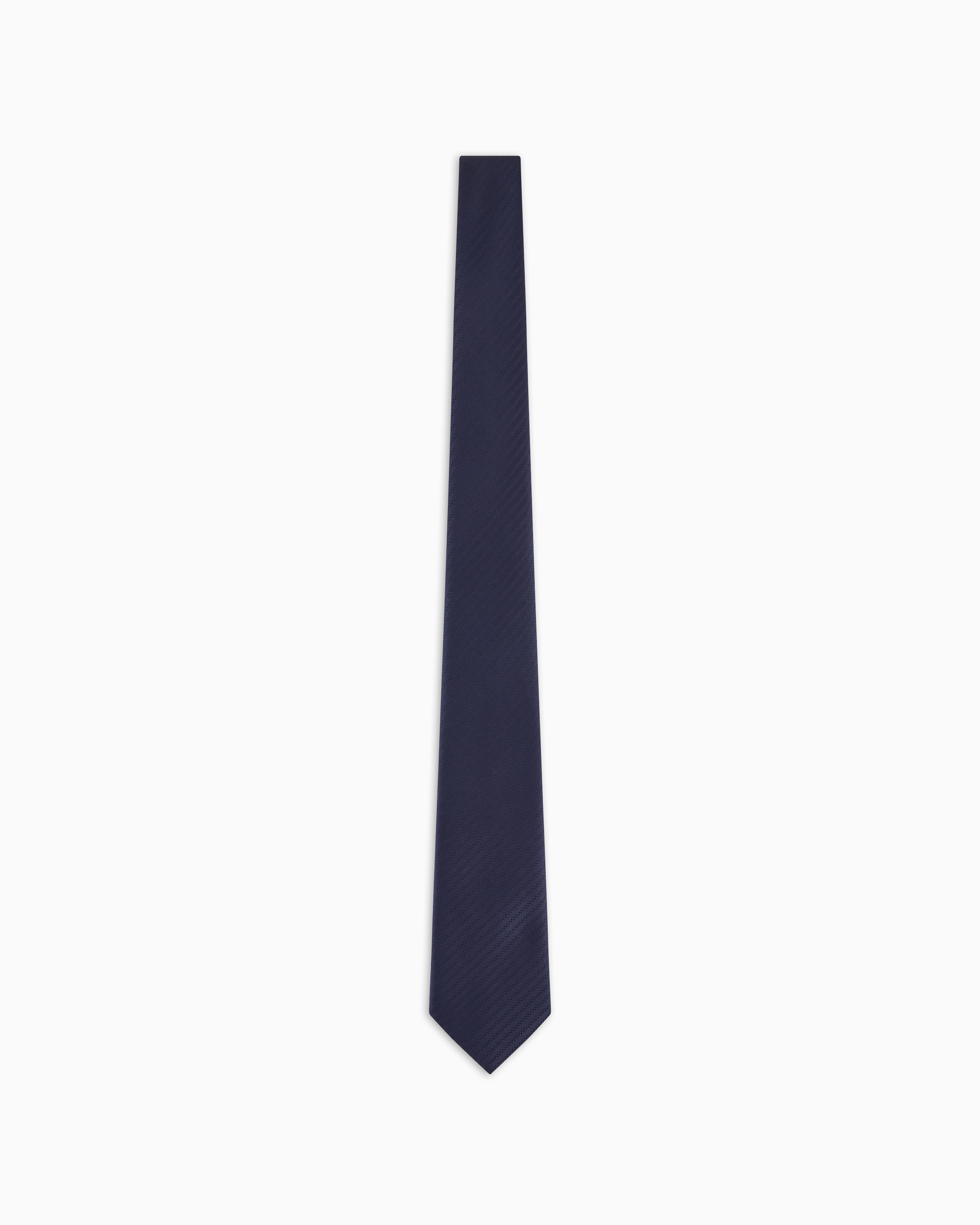 Emporio Armani Official Store Pure Silk Tie With Jacquard Micro-motif In Navy Blue