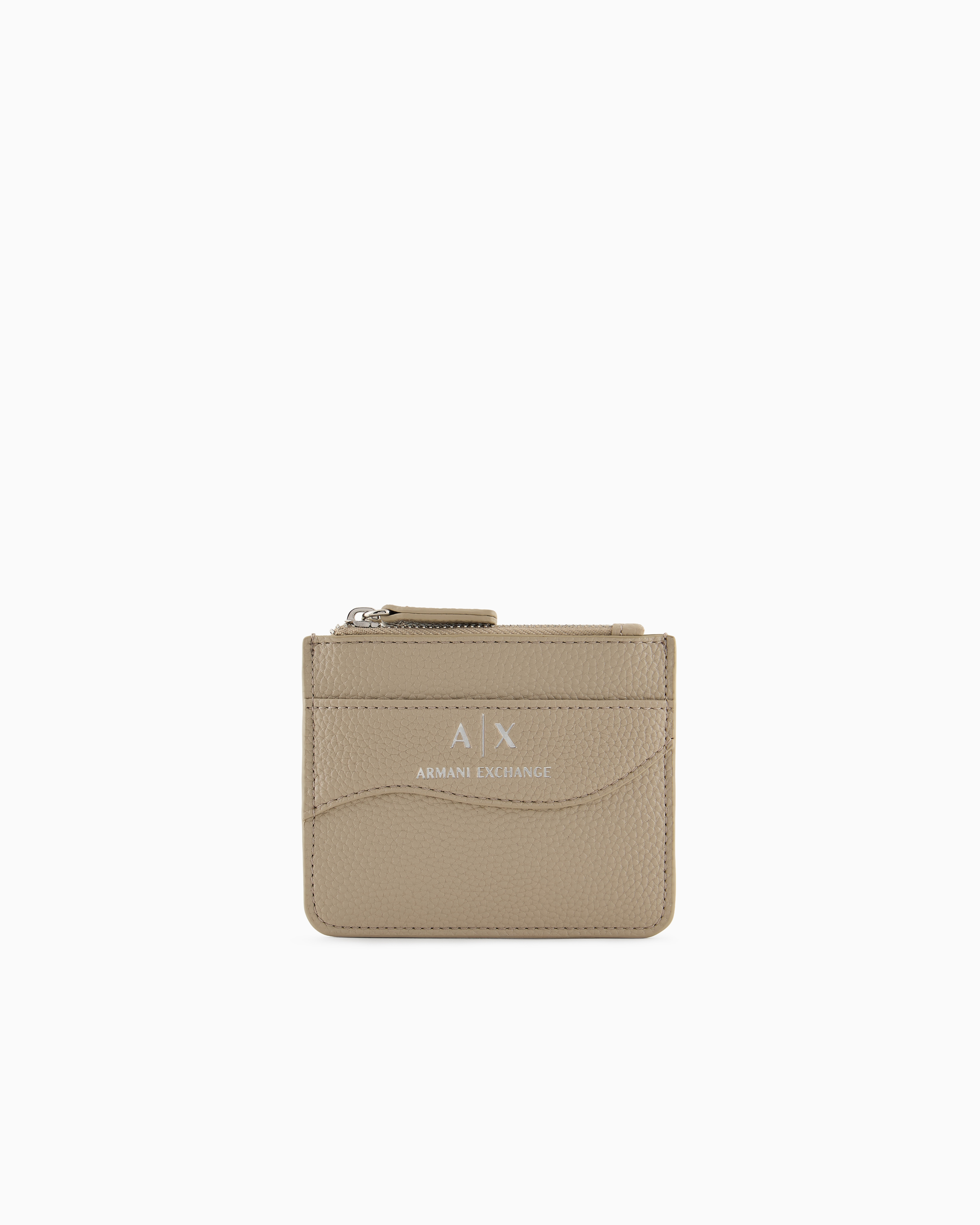 Armani Exchange Official Store Mini Card Holder In Beige 1