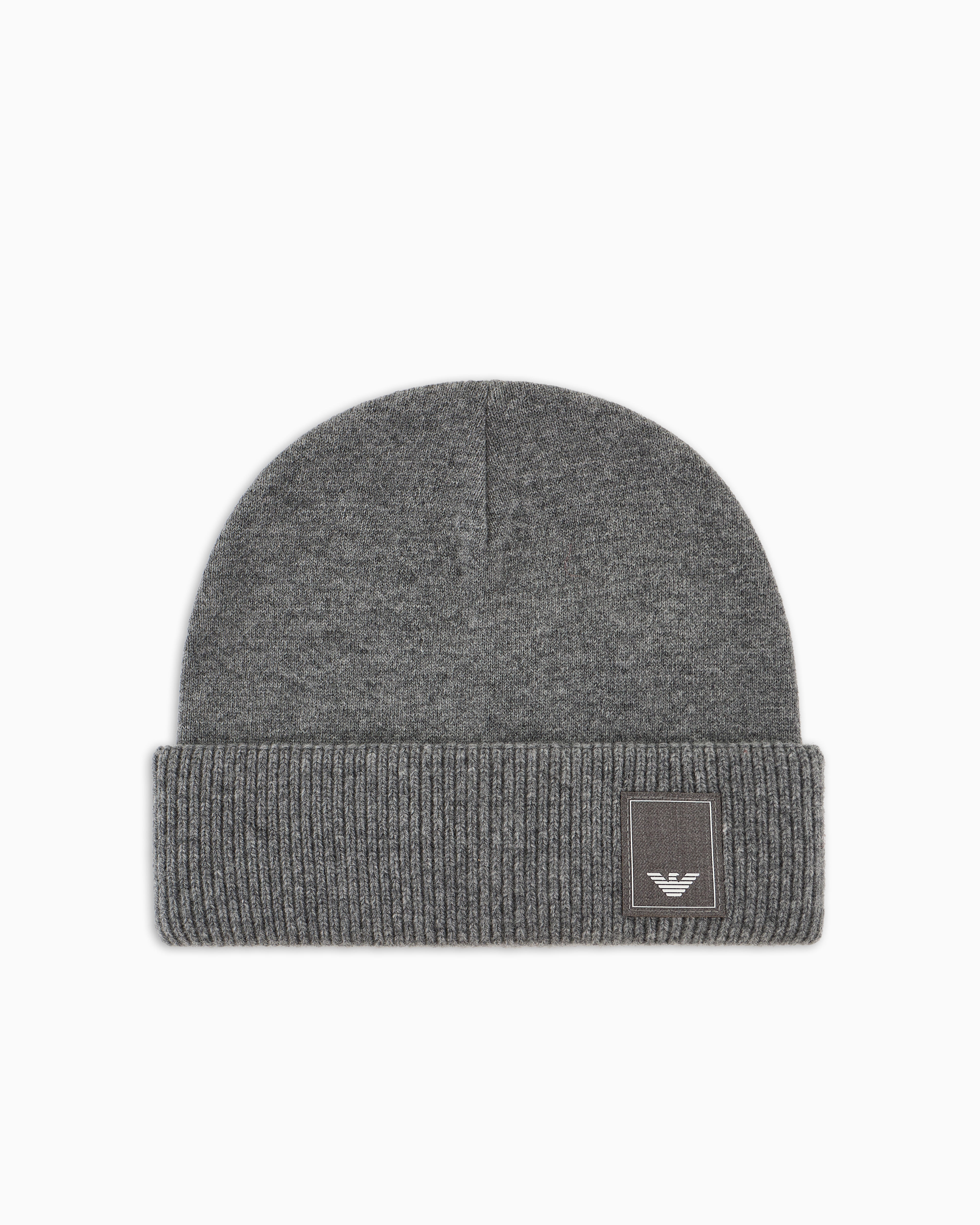 Emporio Armani Official Store Travel Essential Wool Beanie In Dark Gray