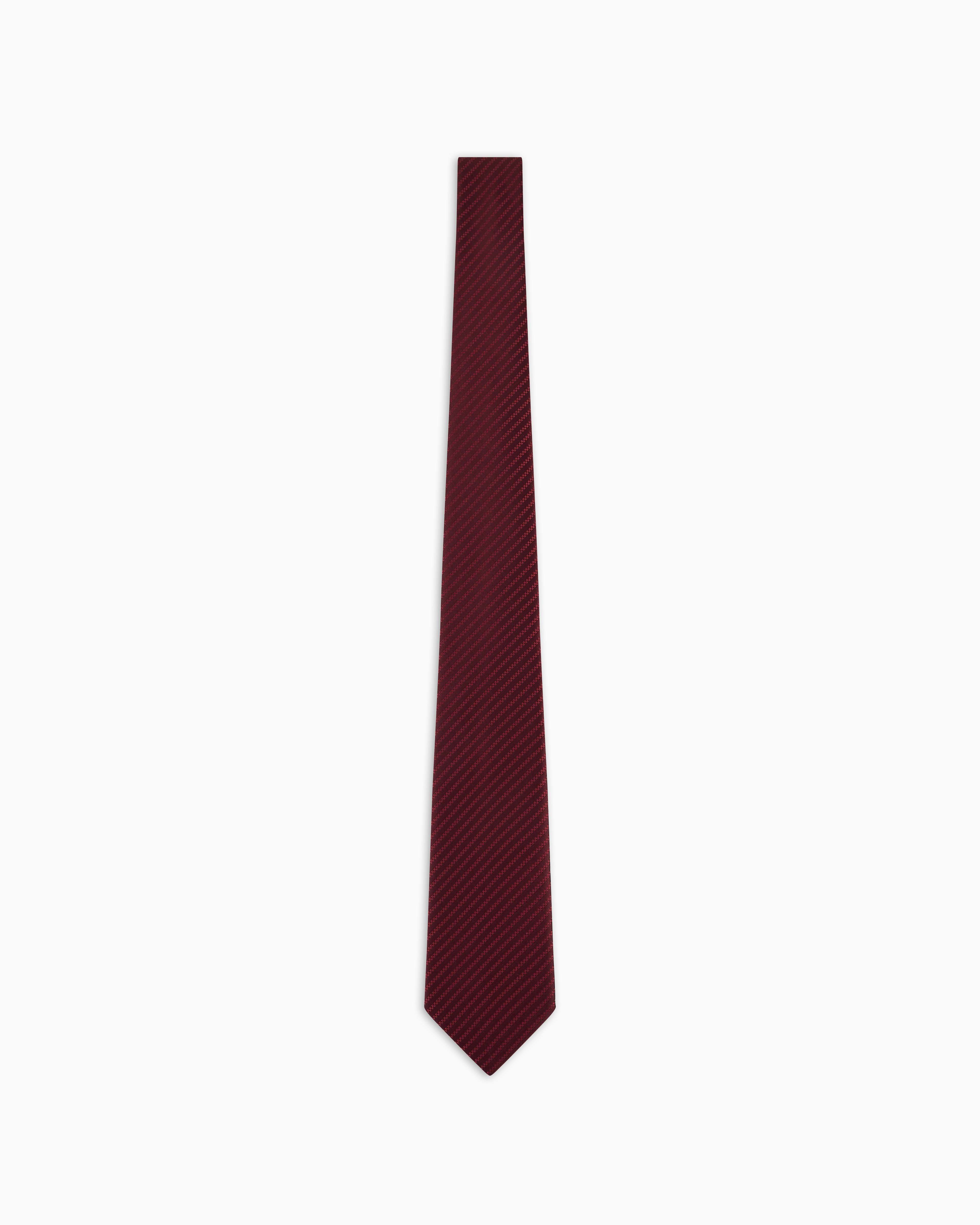 Emporio Armani Official Store Pure Silk Tie With Jacquard Micro-motif In Bordeaux