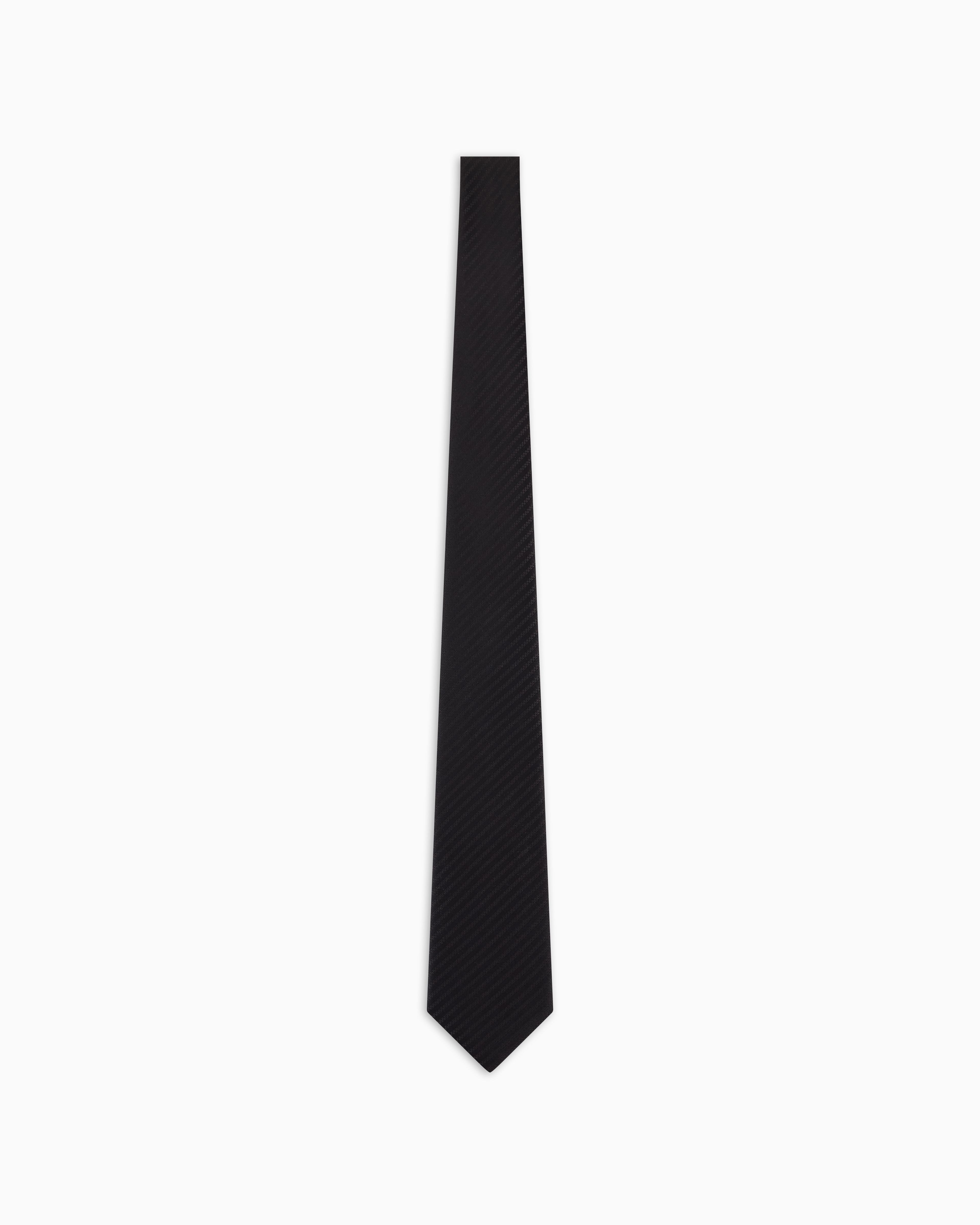 Emporio Armani Official Store Pure Silk Tie With Jacquard Micro-motif In Black