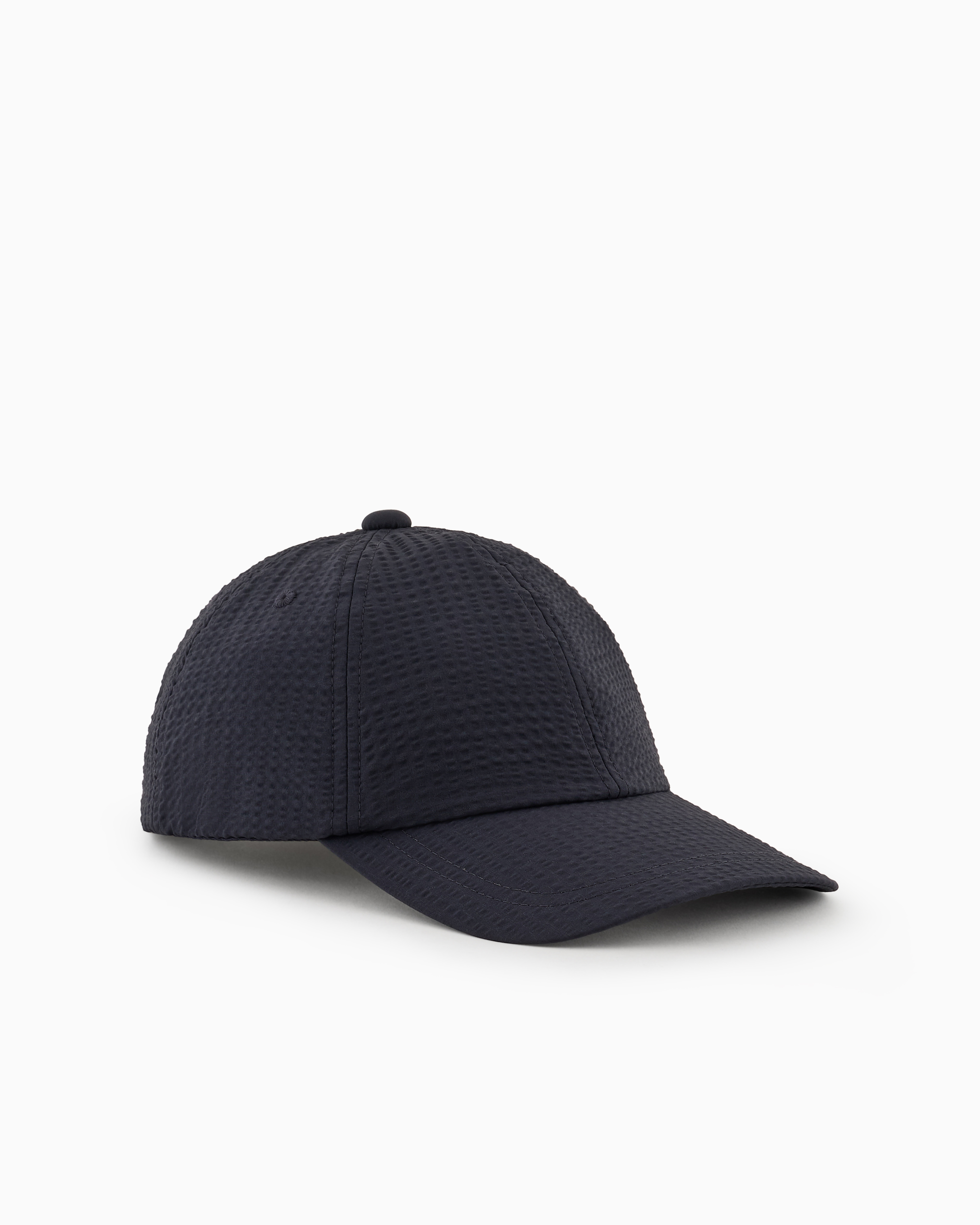 Emporio Armani Official Store Baseball Cap In Technical Seersucker Fabric In Navy Blue