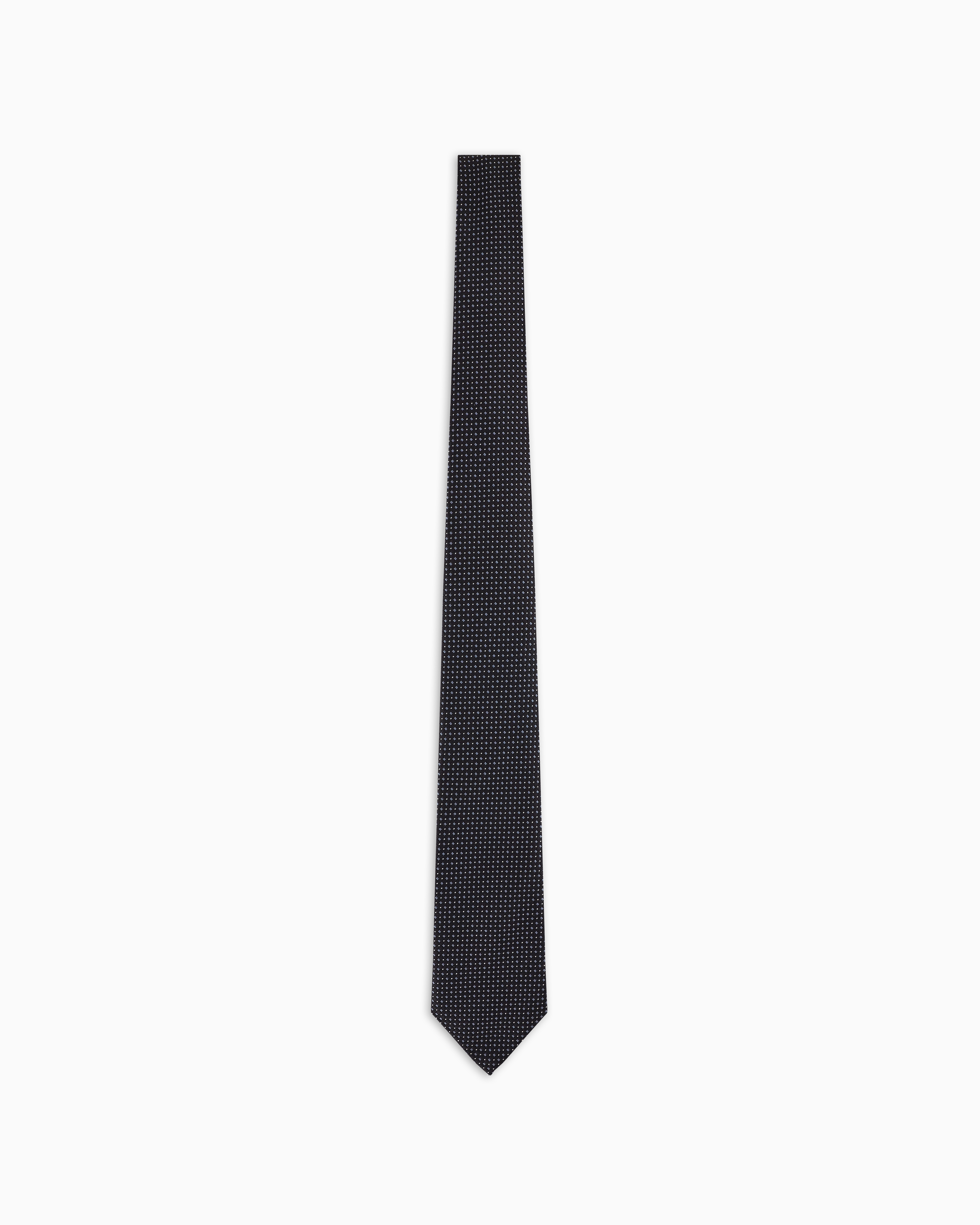 Emporio Armani Official Store Pure Silk Tie With Jacquard Micro-motif In Black