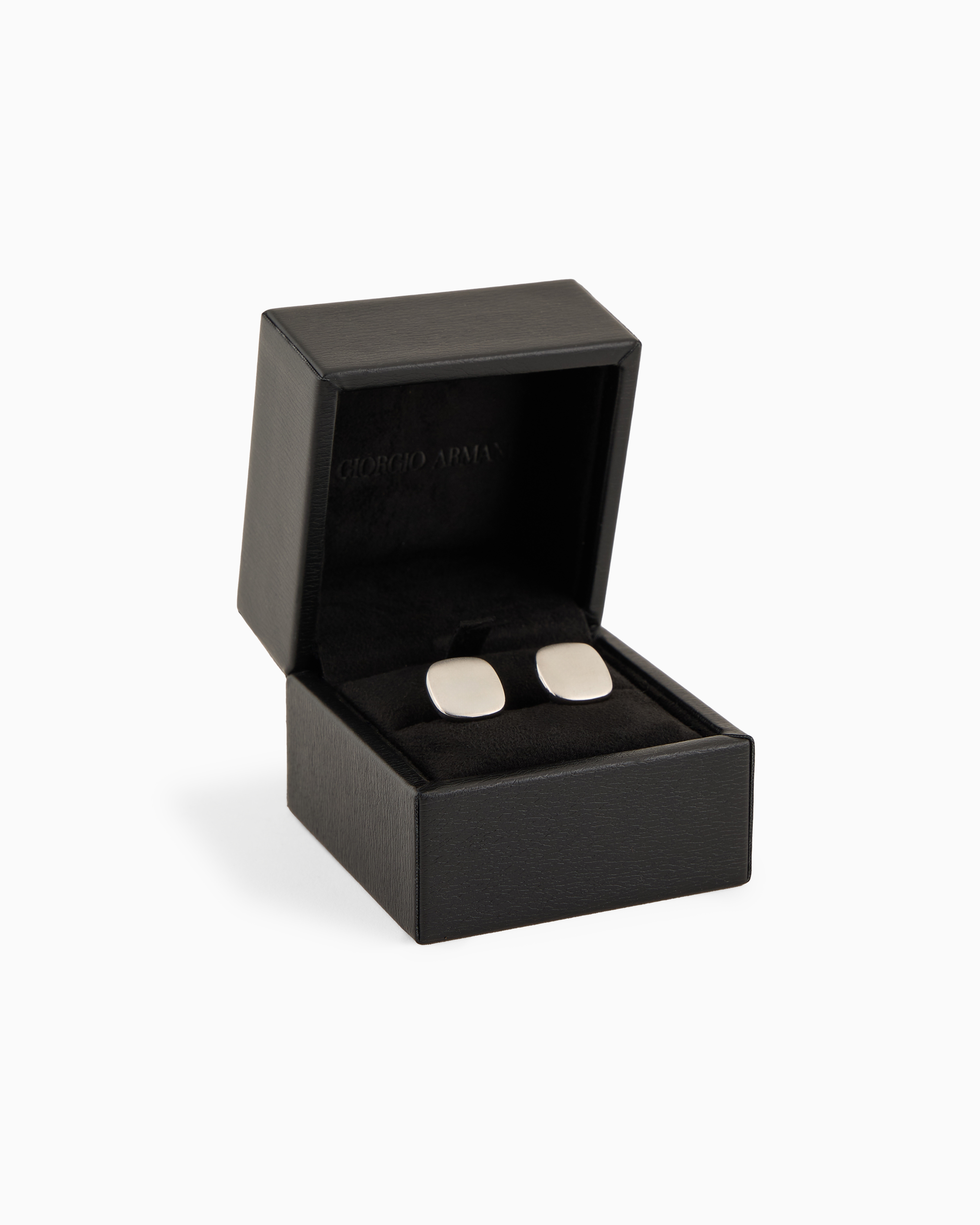 Giorgio Armani Official Store Sterling Silver Round Cufflinks In Silver