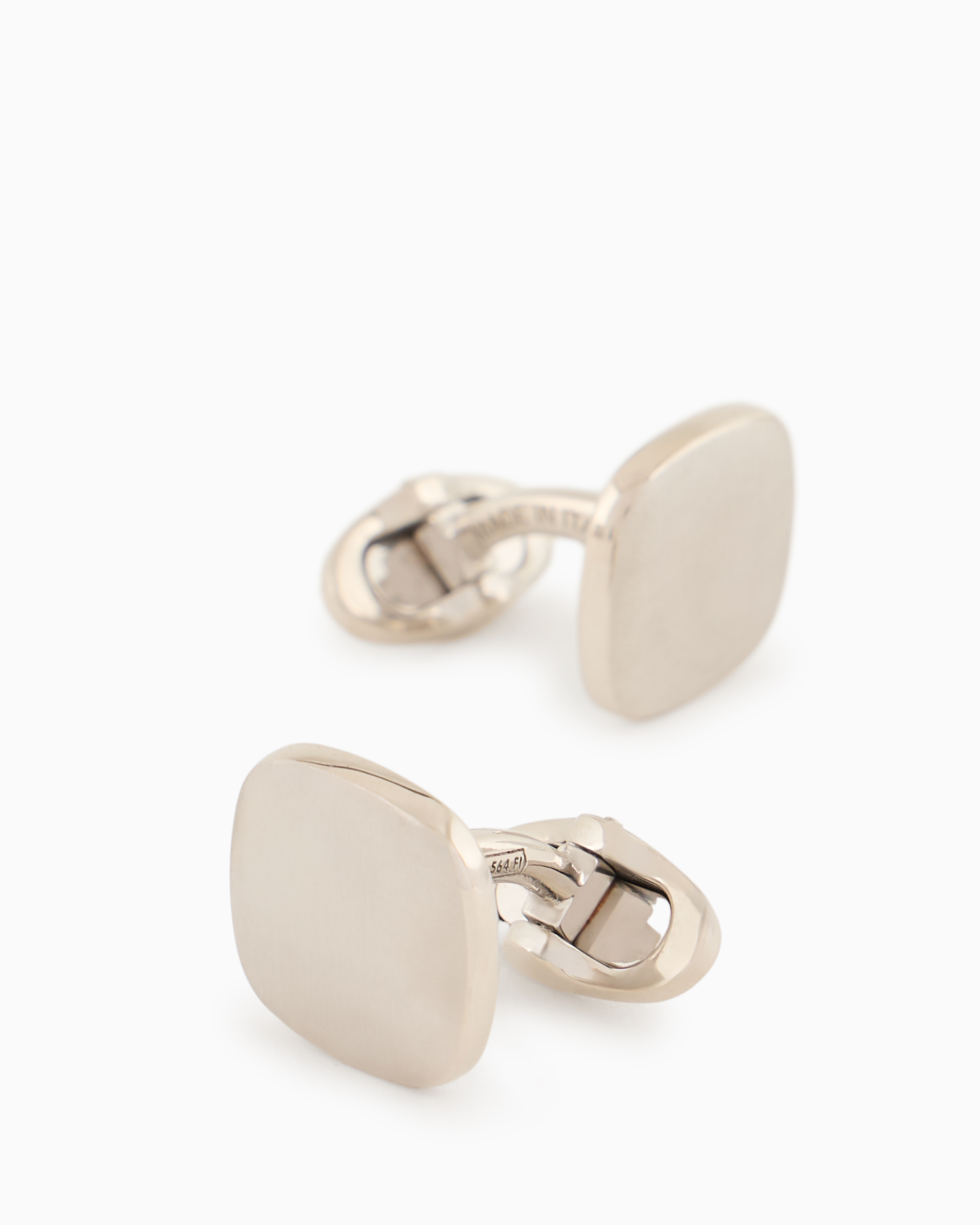 Giorgio Armani Official Store Sterling Silver Round Cufflinks In Silver