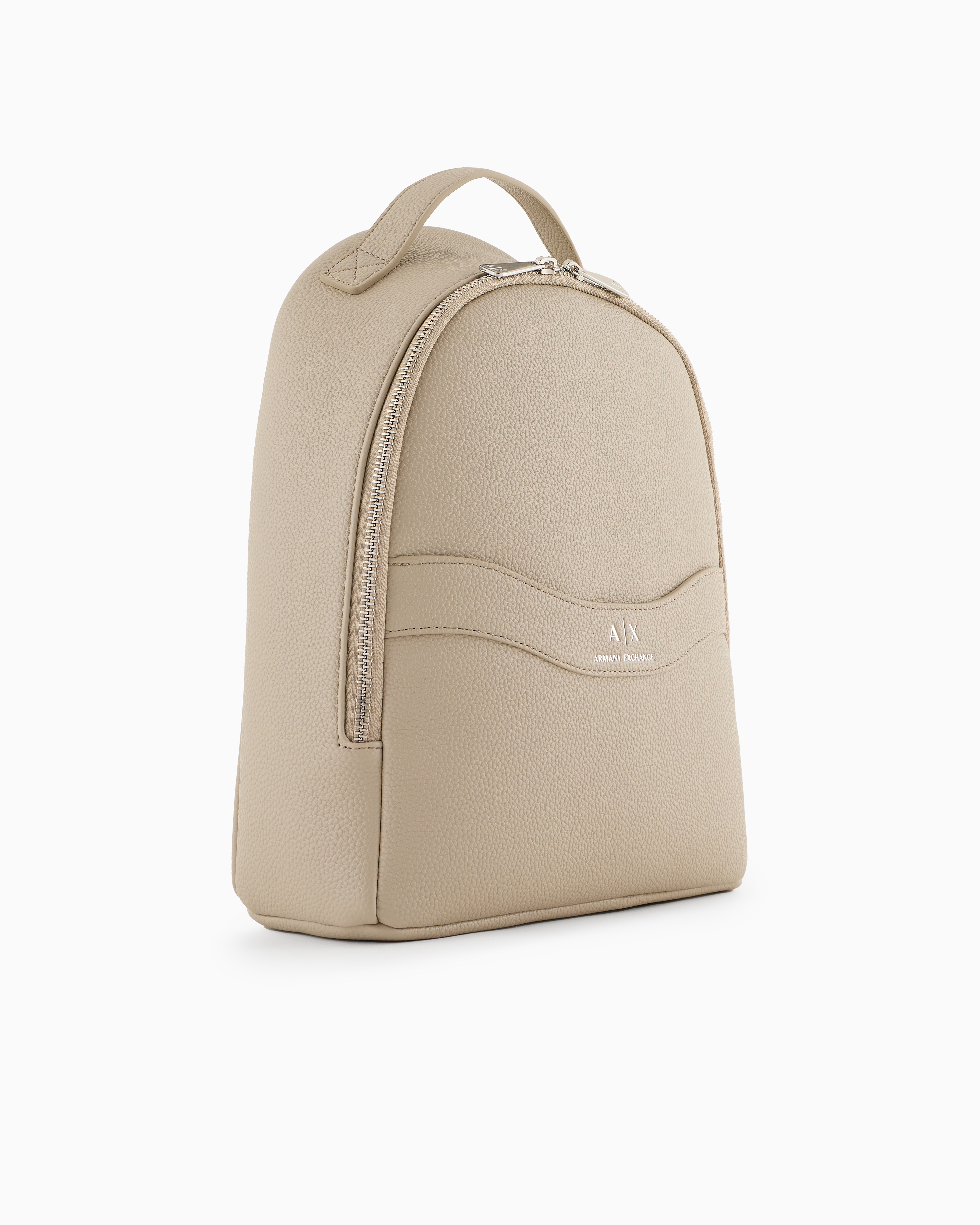 Shop Armani Exchange Garnet Material Backpack With Small Logo In Beige