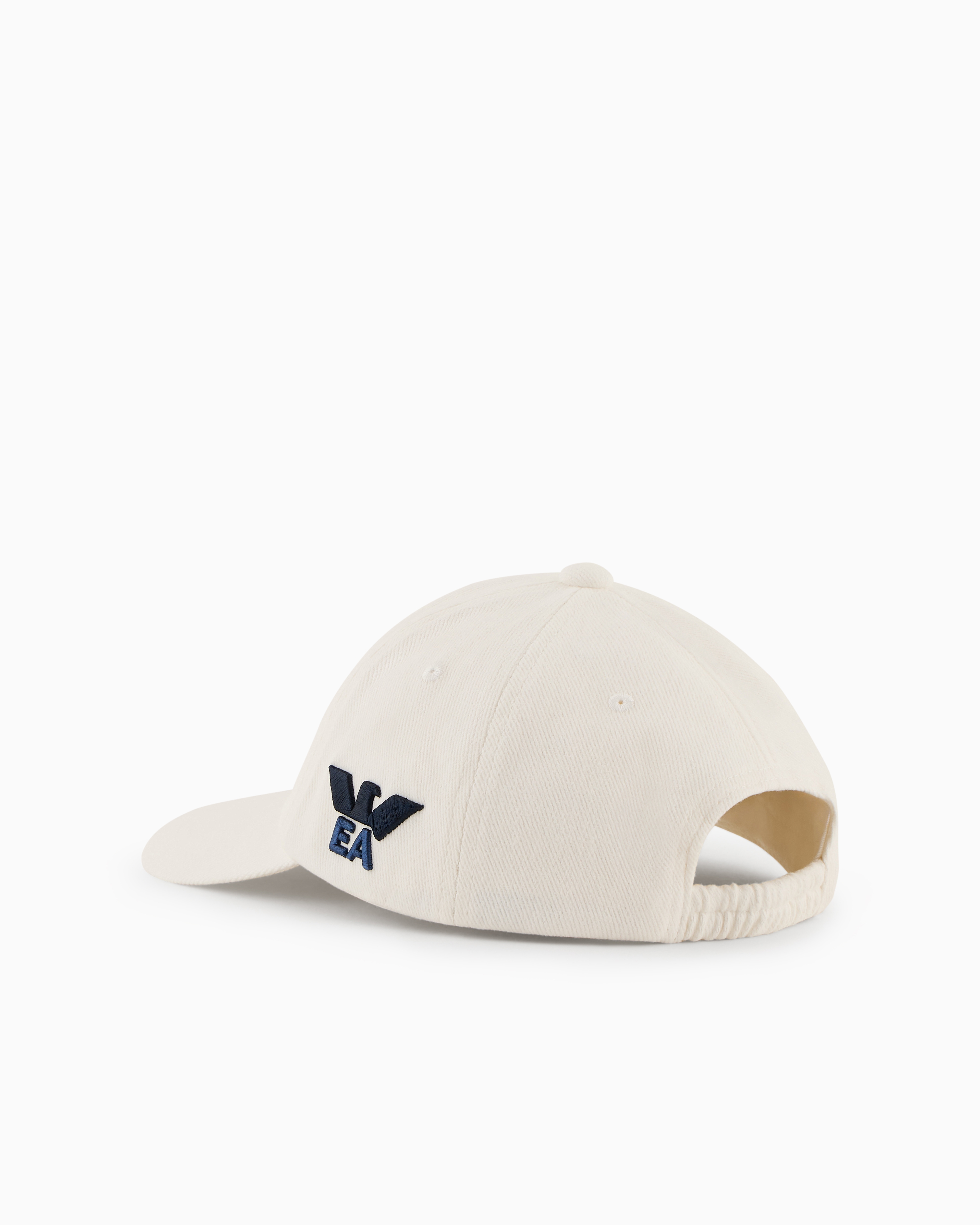 Shop Emporio Armani Cotton Baseball Cap With Embroidered Logo In White