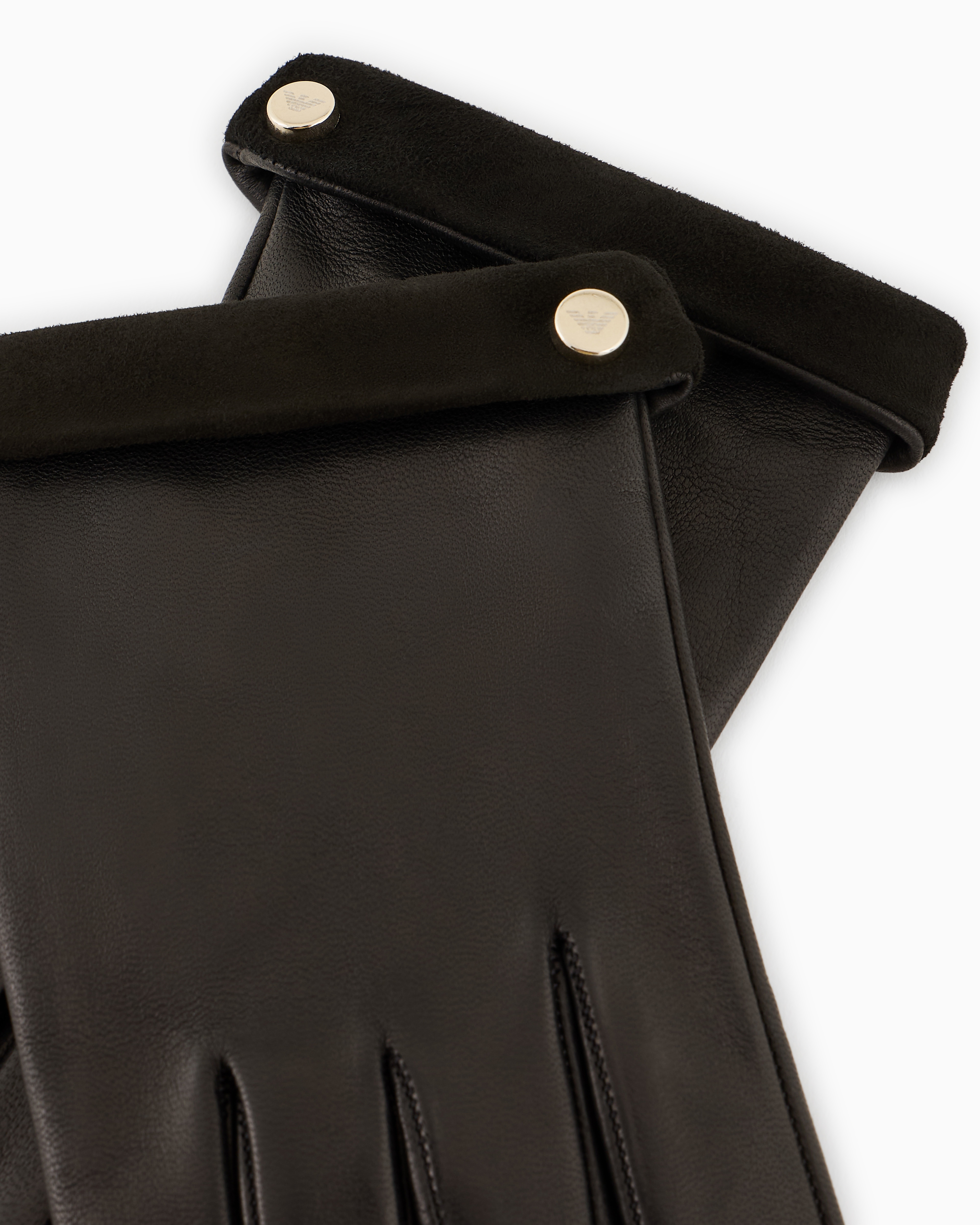 Shop Emporio Armani Nappa-leather Gloves With Suede Trim In Black