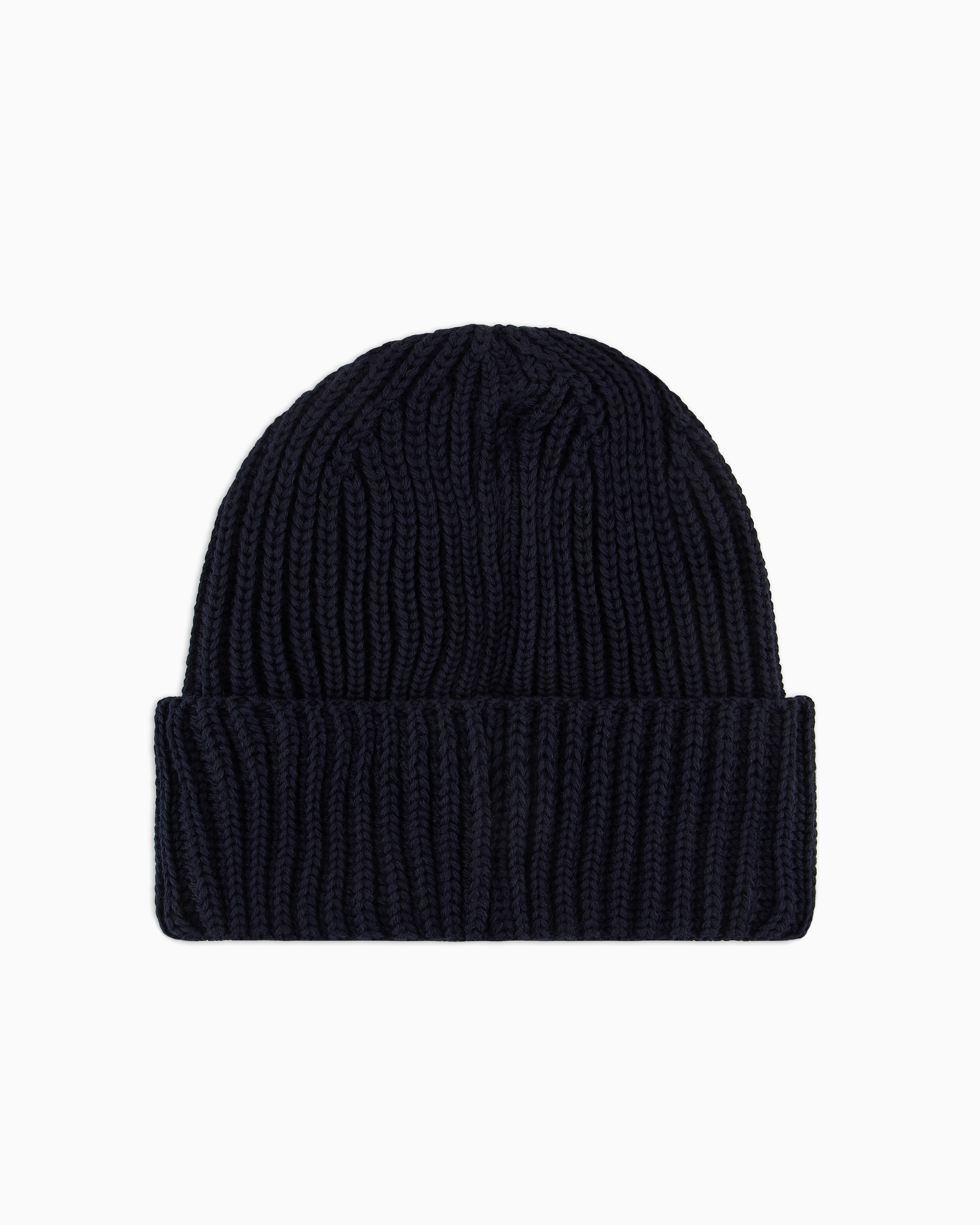 Emporio Armani Logo-patch Knitted Beanie In Navy Blue