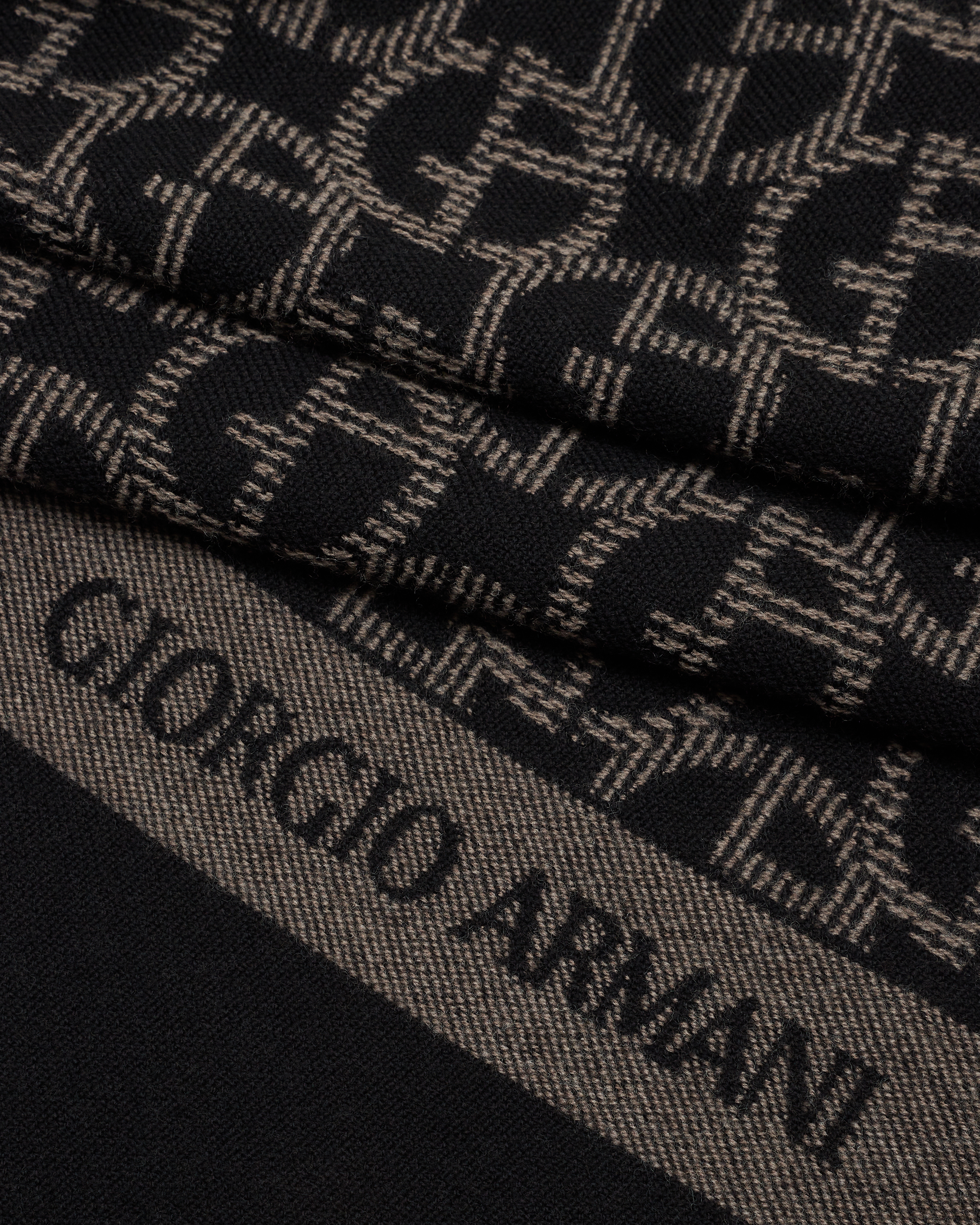 Giorgio Armani Official Store Wool Scarf With Jacquard Monogram In Brown
