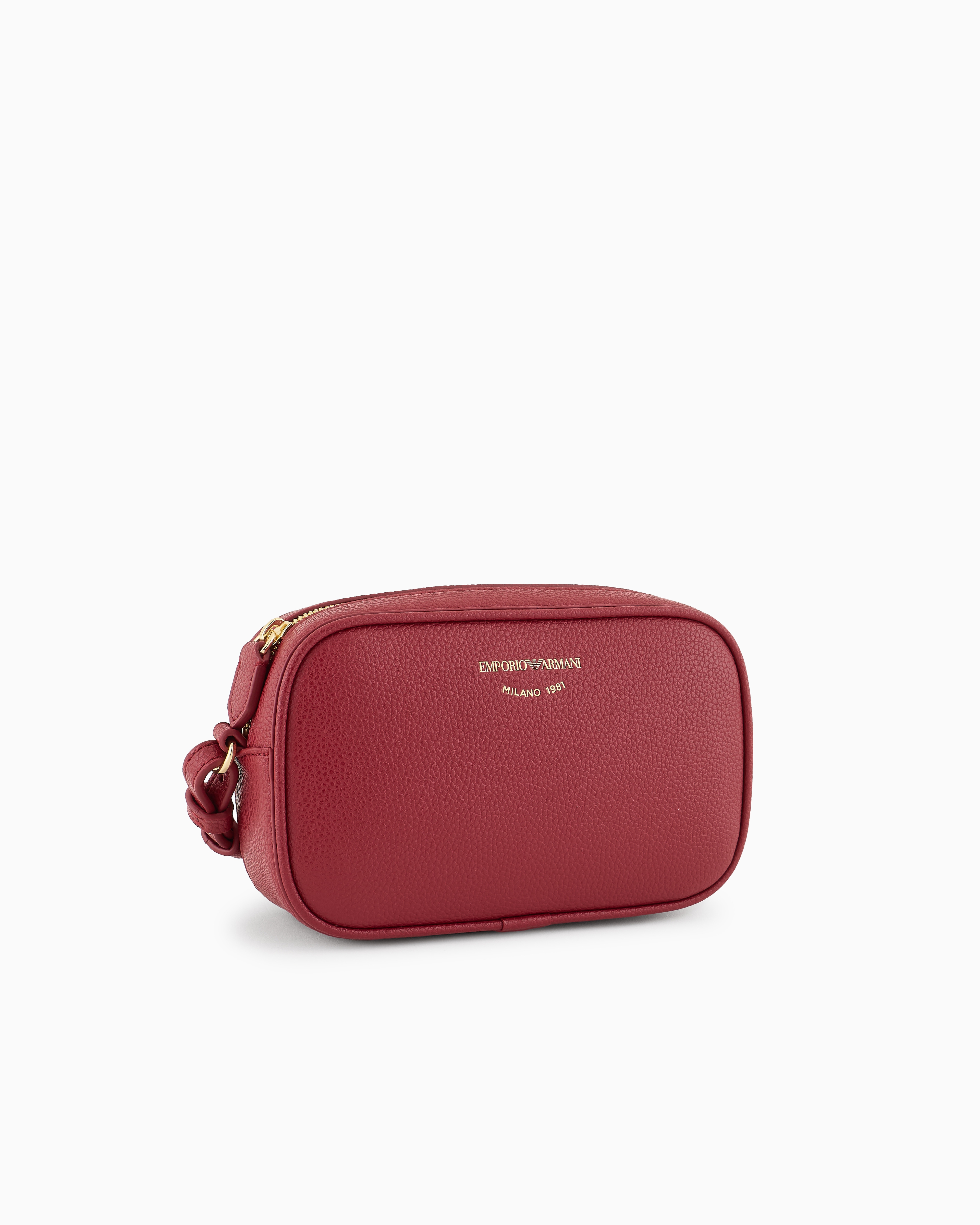 Emporio Armani Official Store Deer-print Camera Case With Shoulder Strap In Bordeaux
